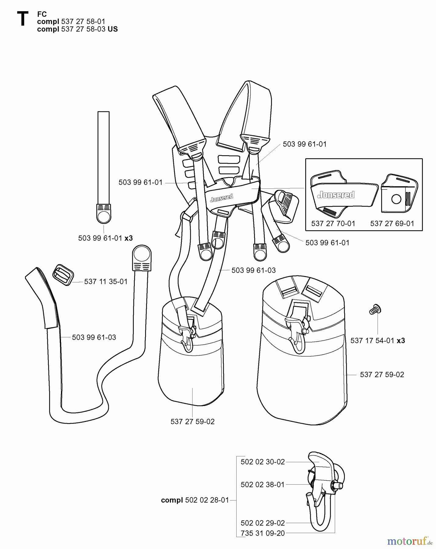 Jonsered Motorsensen, Trimmer FC2145 - Jonsered String/Brush Trimmer (2004-08) HARNESS #2