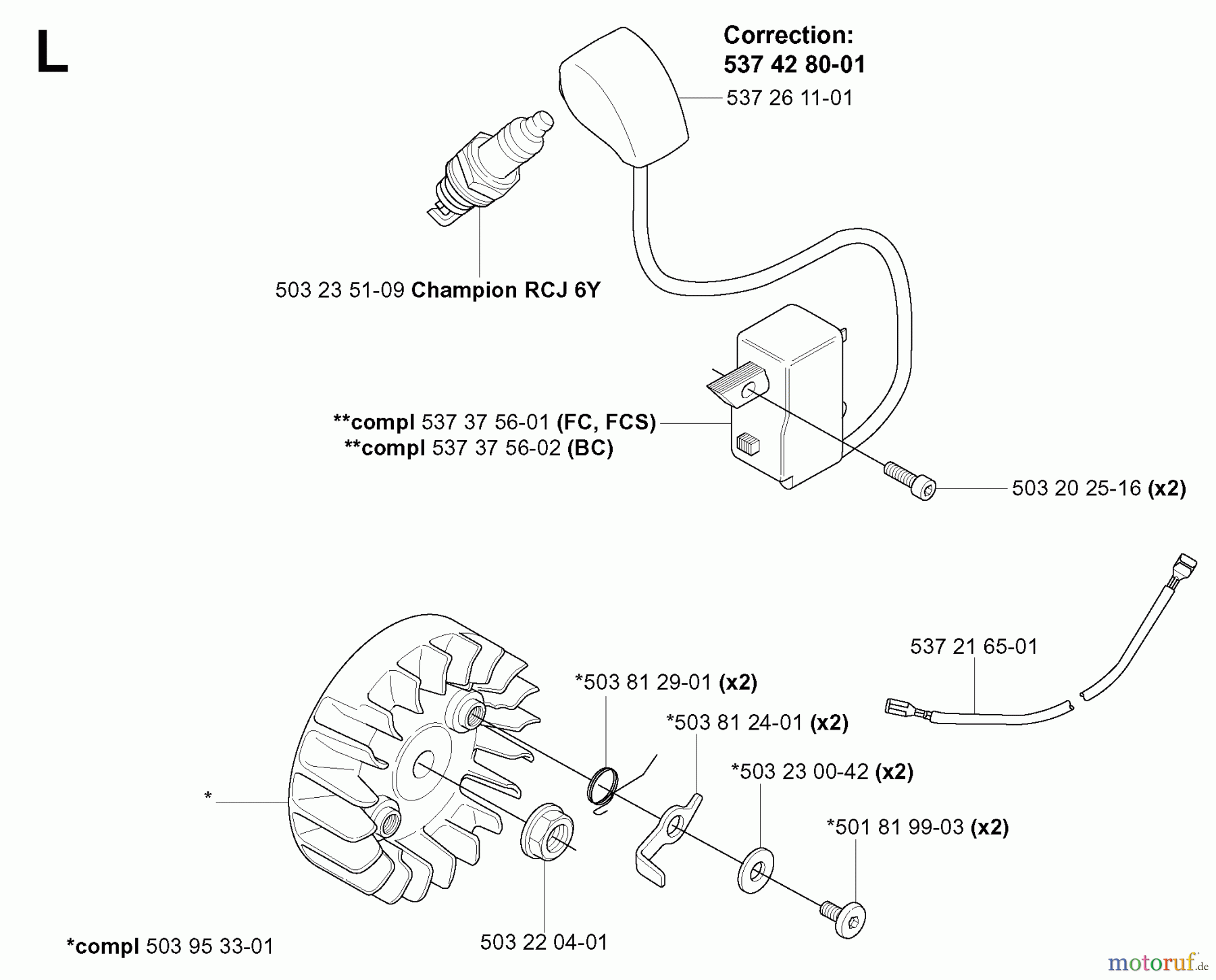 Jonsered Motorsensen, Trimmer BC2145 - Jonsered Brushcutter (2004-08) IGNITION SYSTEM
