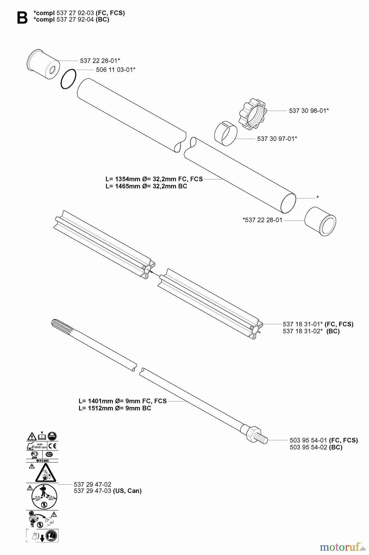 Jonsered Motorsensen, Trimmer FC2145 - Jonsered String/Brush Trimmer (2004-08) SHAFT