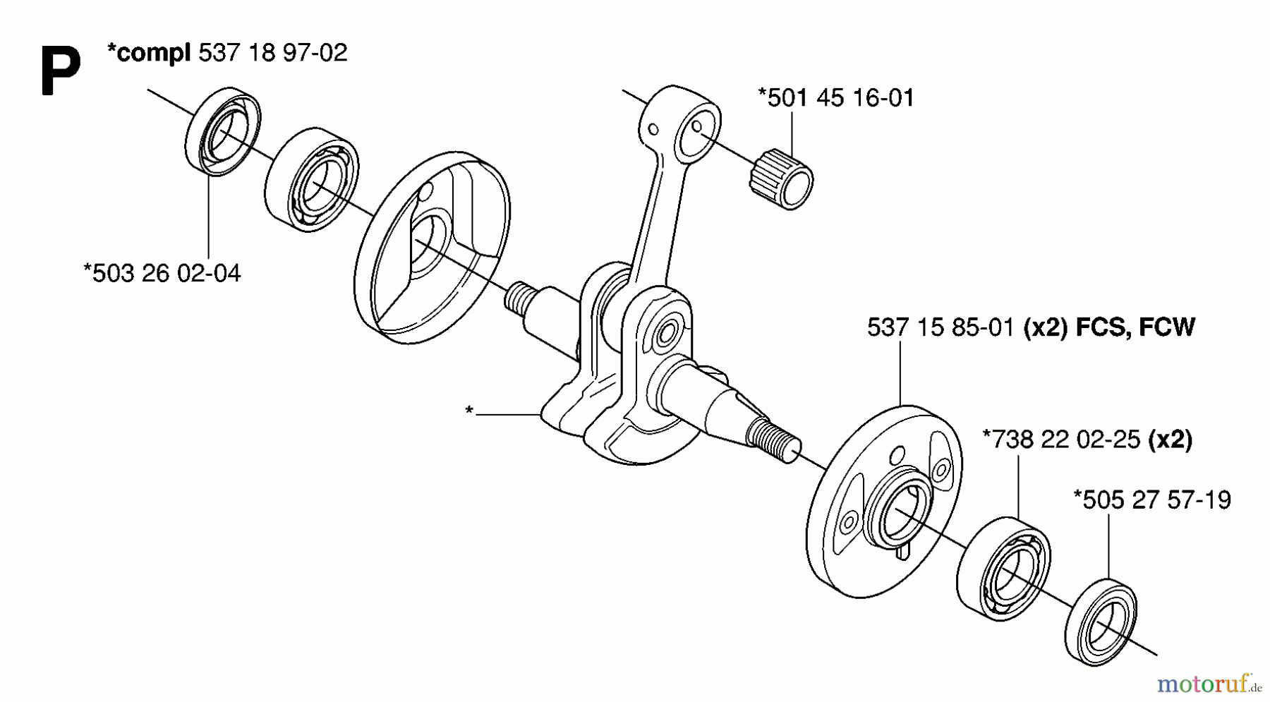 Jonsered Motorsensen, Trimmer FC2145 - Jonsered String/Brush Trimmer (2006-01) CRANKSHAFT