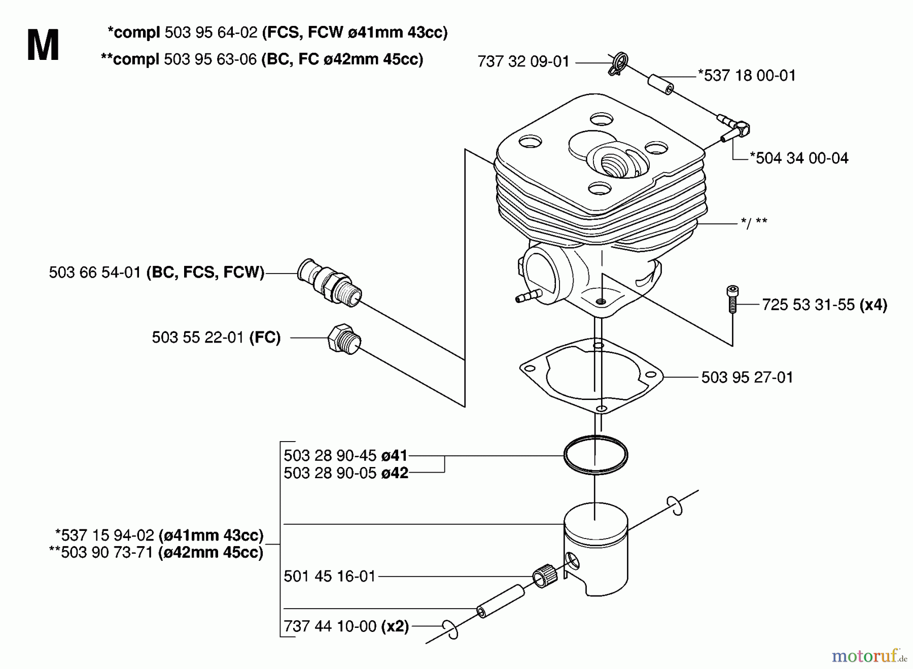 Jonsered Motorsensen, Trimmer FC2145W - Jonsered String/Brush Trimmer (2006-01) CYLINDER PISTON