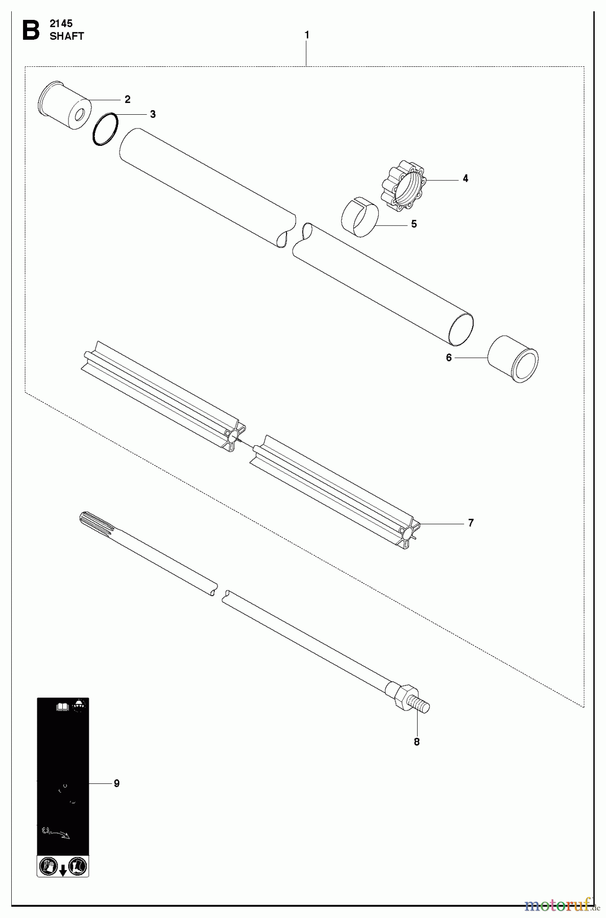 Jonsered Motorsensen, Trimmer BC2145 - Jonsered Brushcutter (2010-09) SHAFT