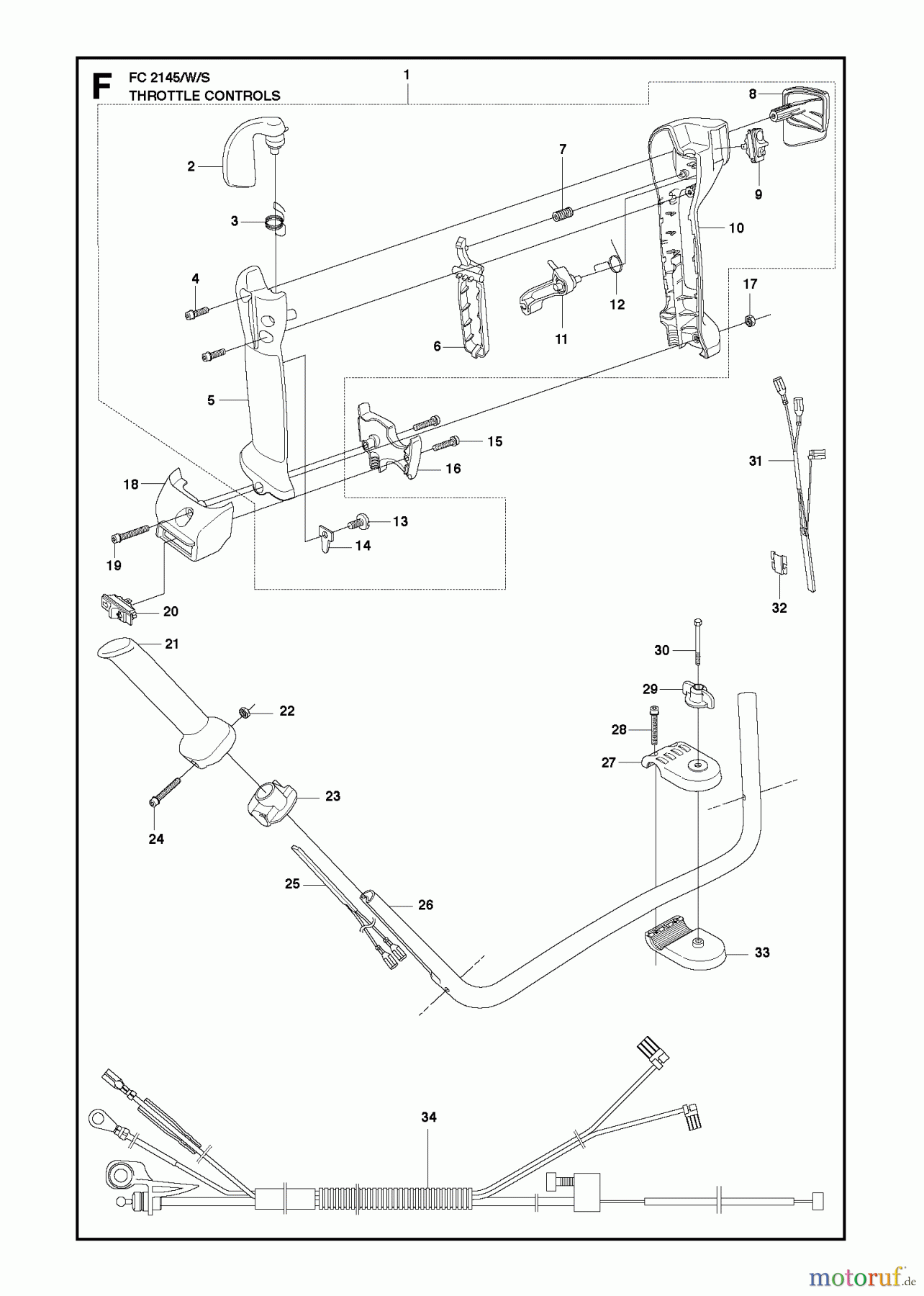 Jonsered Motorsensen, Trimmer FC2145S - Jonsered String/Brush Trimmer (2010-09) THROTTLE CONTROLS