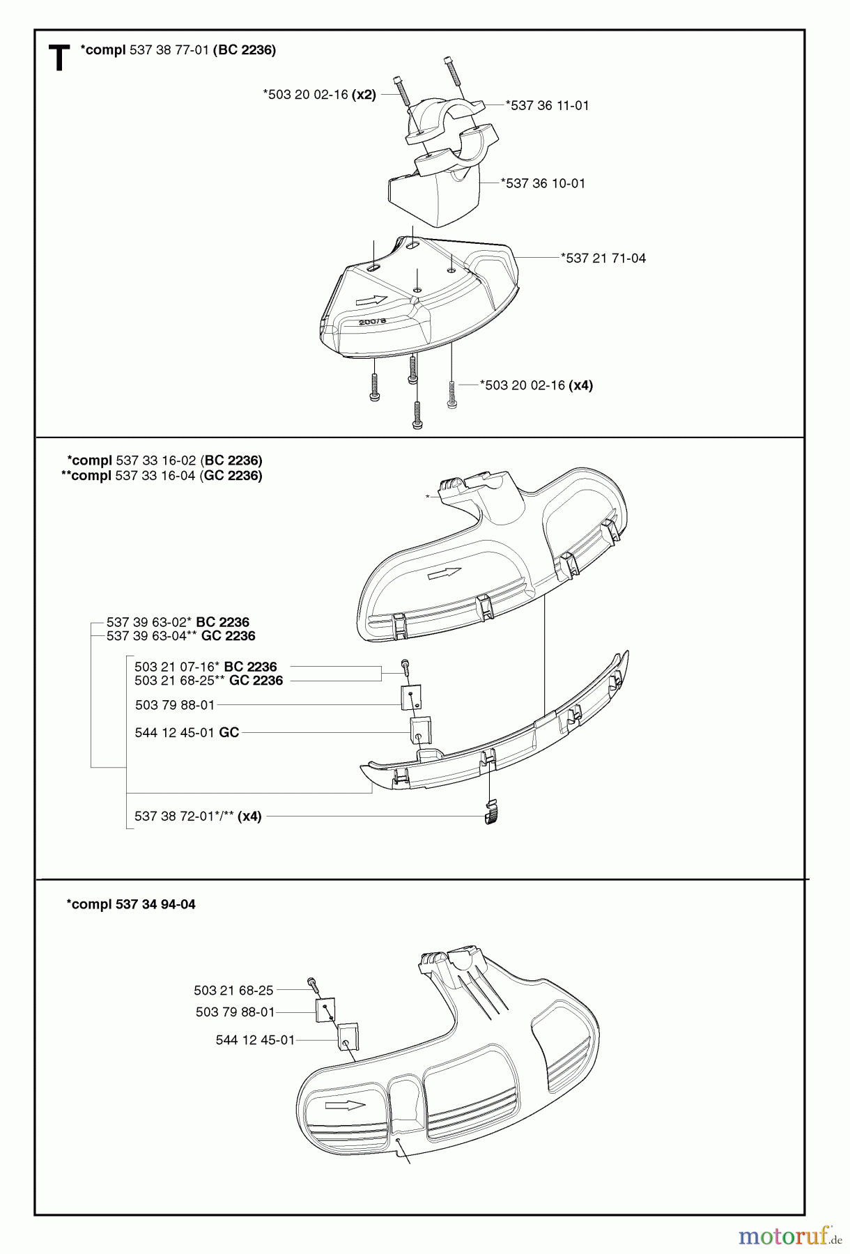 Jonsered Motorsensen, Trimmer GC2236 - Jonsered String/Brush Trimmer (2007-01) GUARDS