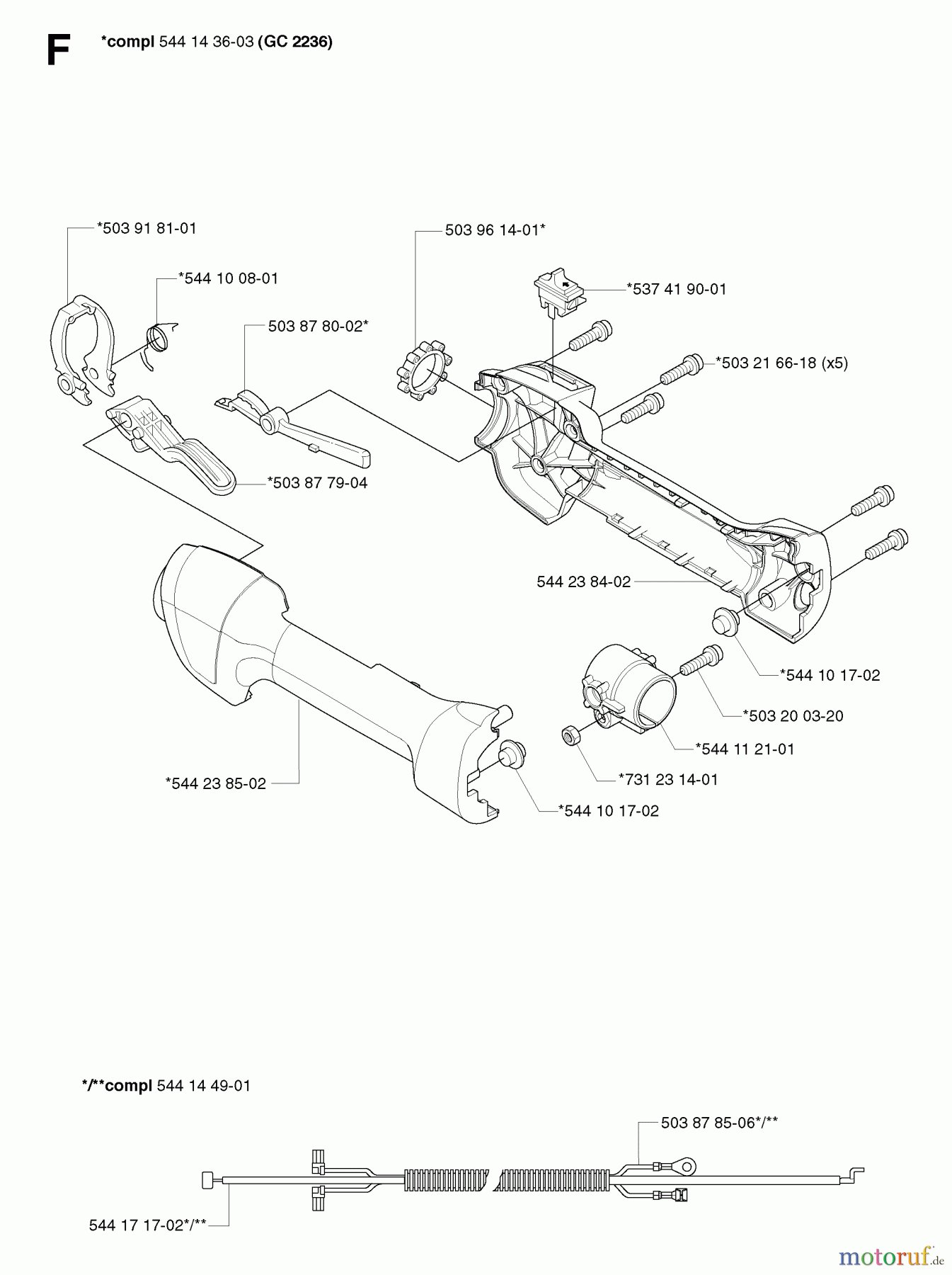 Jonsered Motorsensen, Trimmer GC2236 - Jonsered String/Brush Trimmer (2007-01) HANDLE CONTROLS #1