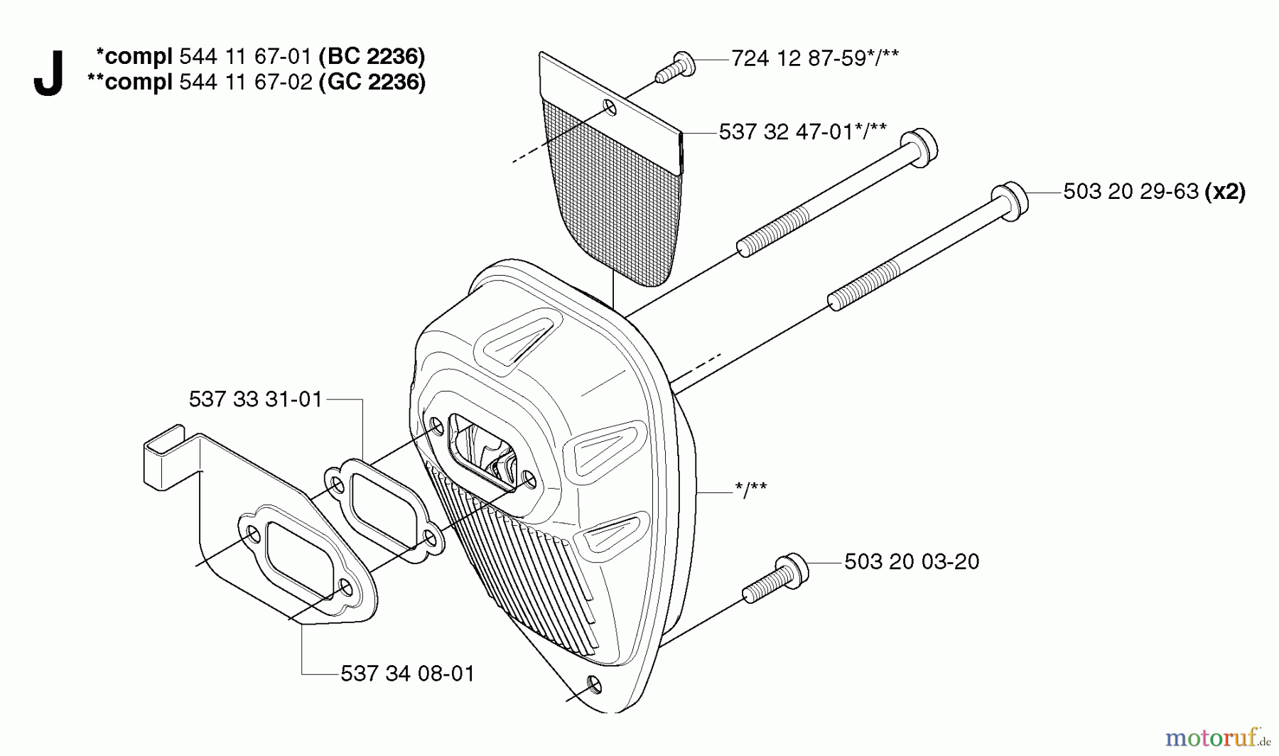 Jonsered Motorsensen, Trimmer GC2236 - Jonsered String/Brush Trimmer (2007-01) MUFFLER