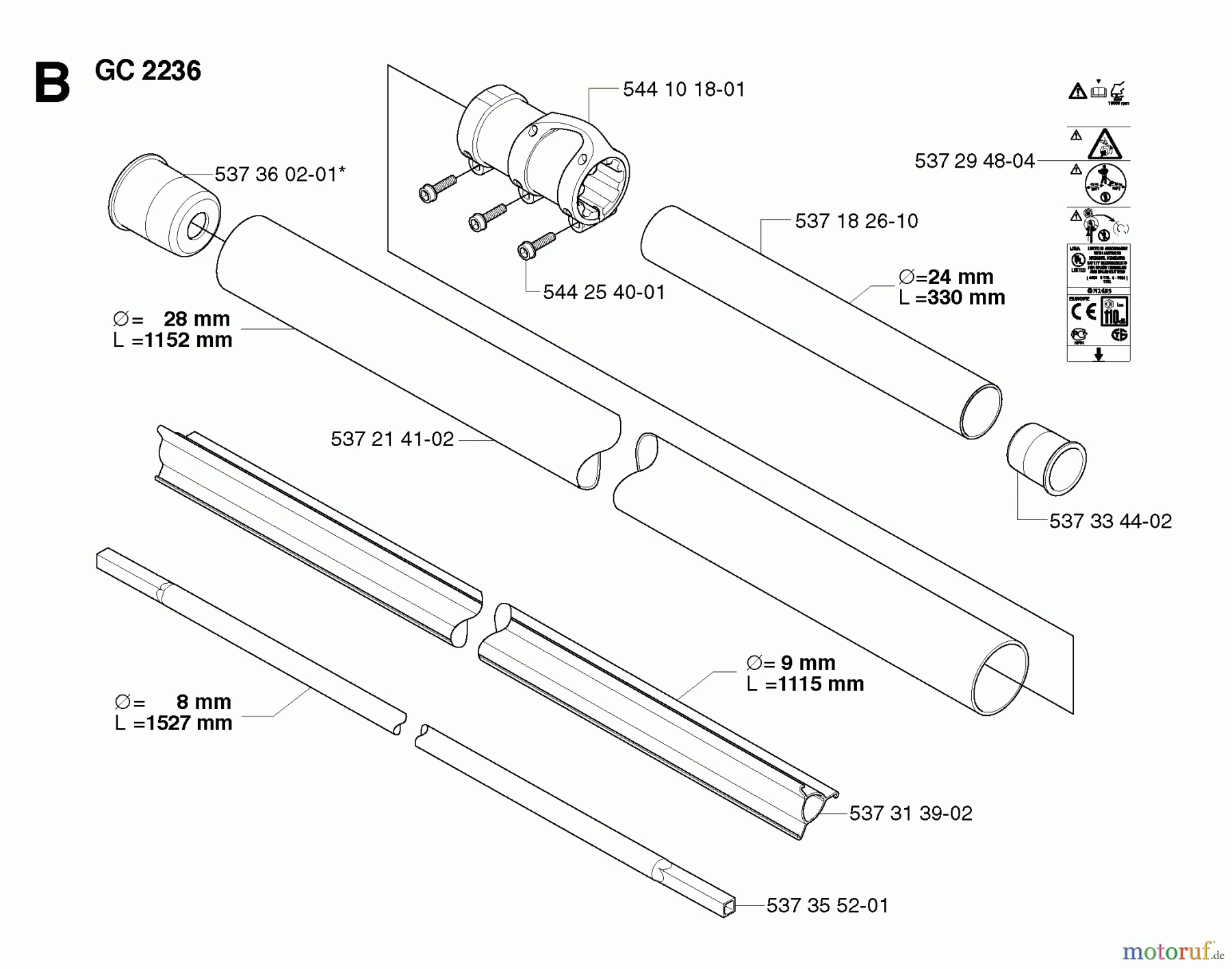 Jonsered Motorsensen, Trimmer GC2236 - Jonsered String/Brush Trimmer (2007-01) SHAFT #2