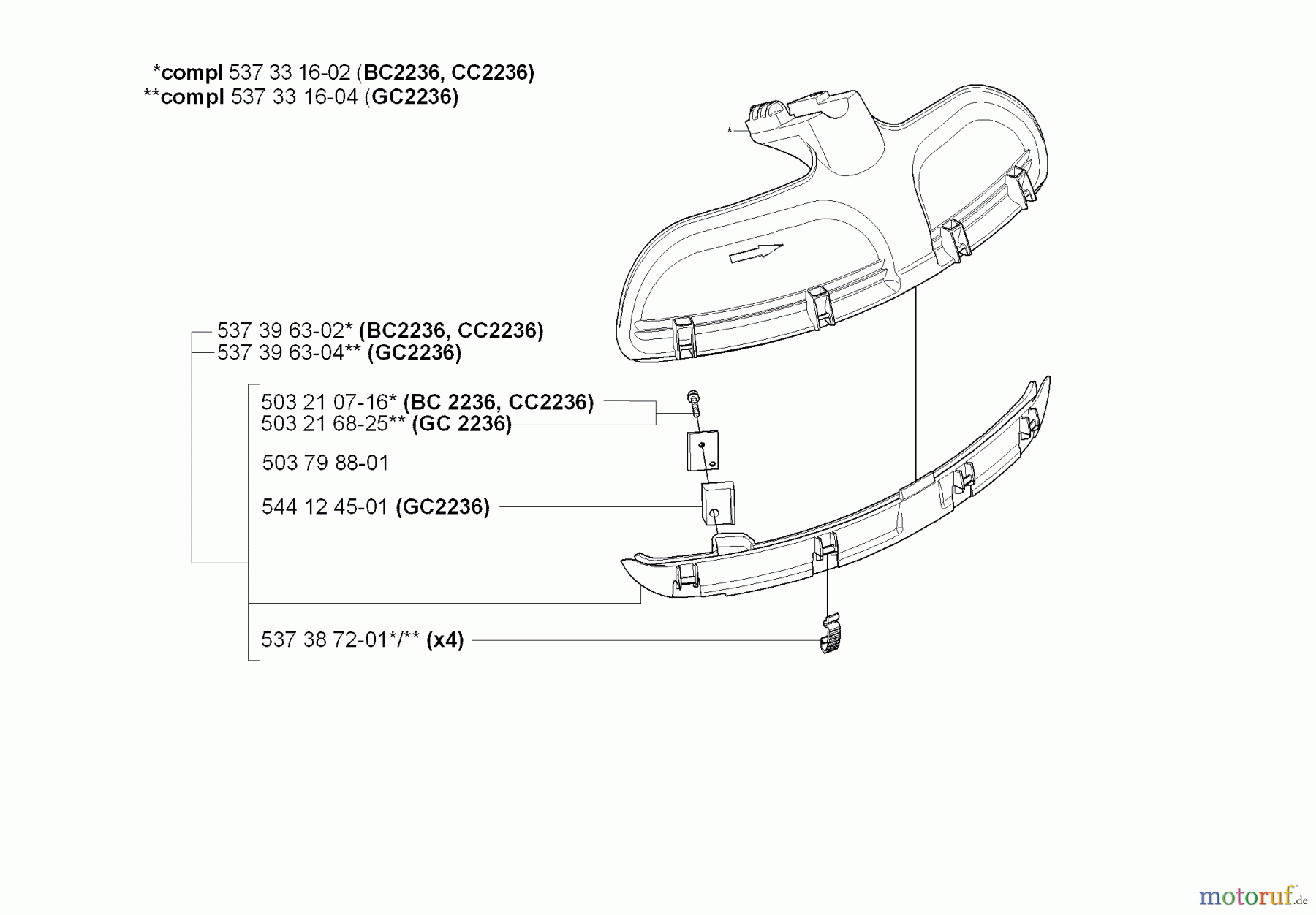 Jonsered Motorsensen, Trimmer GC2236 - Jonsered String/Brush Trimmer (2008-09) GUARDS #1