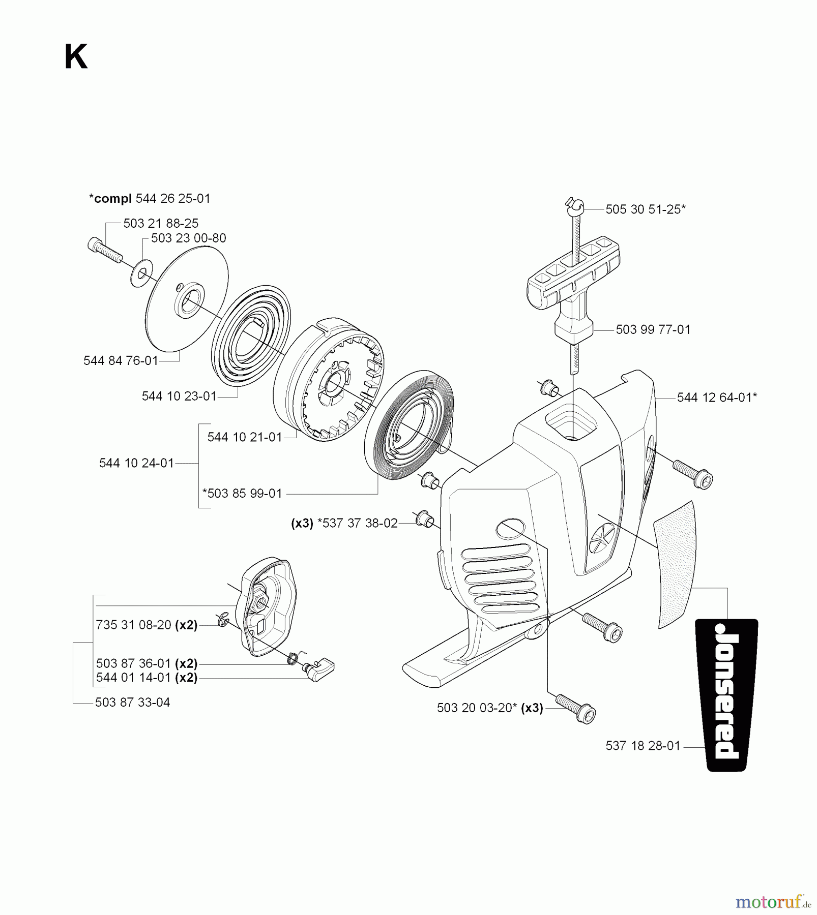 Jonsered Motorsensen, Trimmer BC2236 - Jonsered Brushcutter (2008-09) STARTER #1