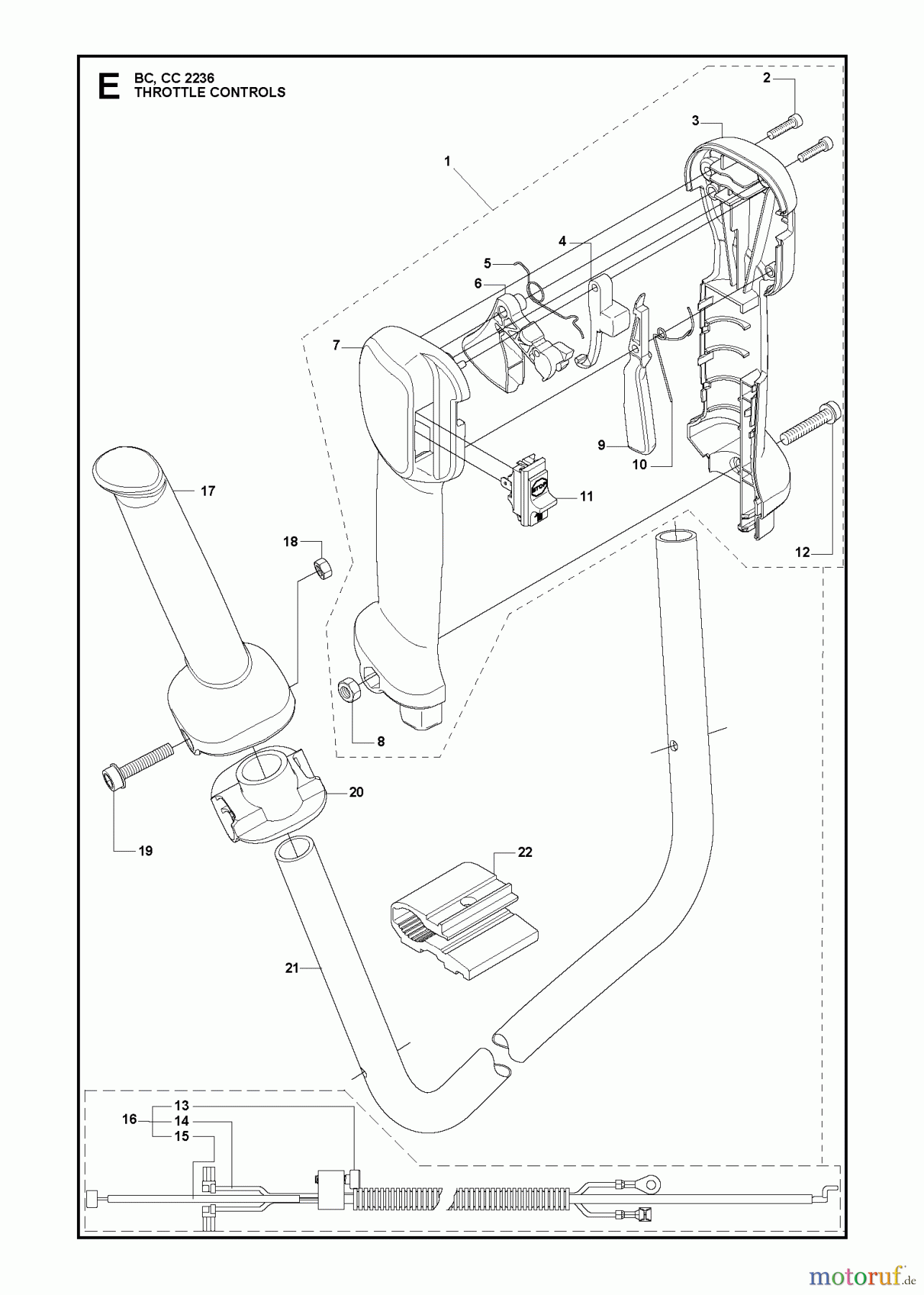 Jonsered Motorsensen, Trimmer BC2236 - Jonsered Brushcutter (2010-11) THROTTLE CONTROLS
