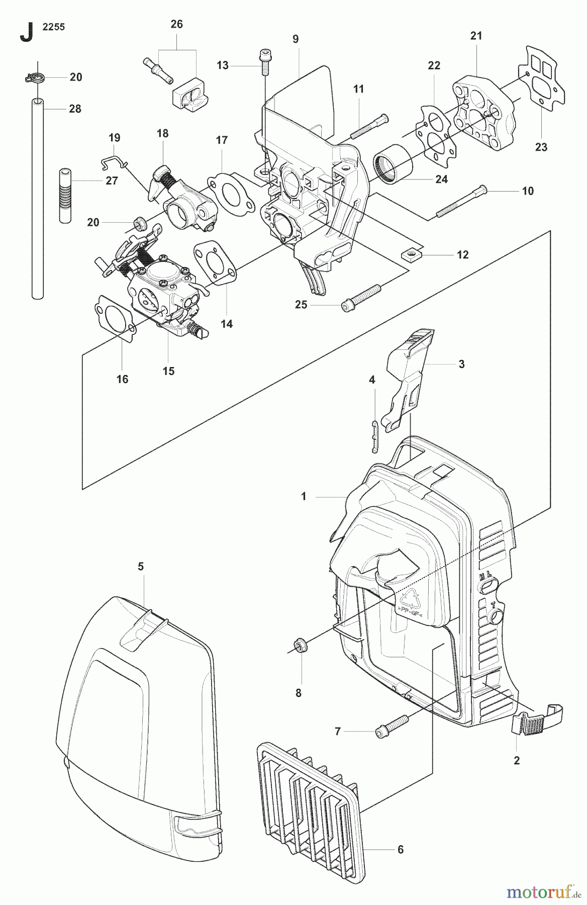 Jonsered Motorsensen, Trimmer FC2255 - Jonsered String/Brush Trimmer (2007-08) CARBURETOR AIR FILTER