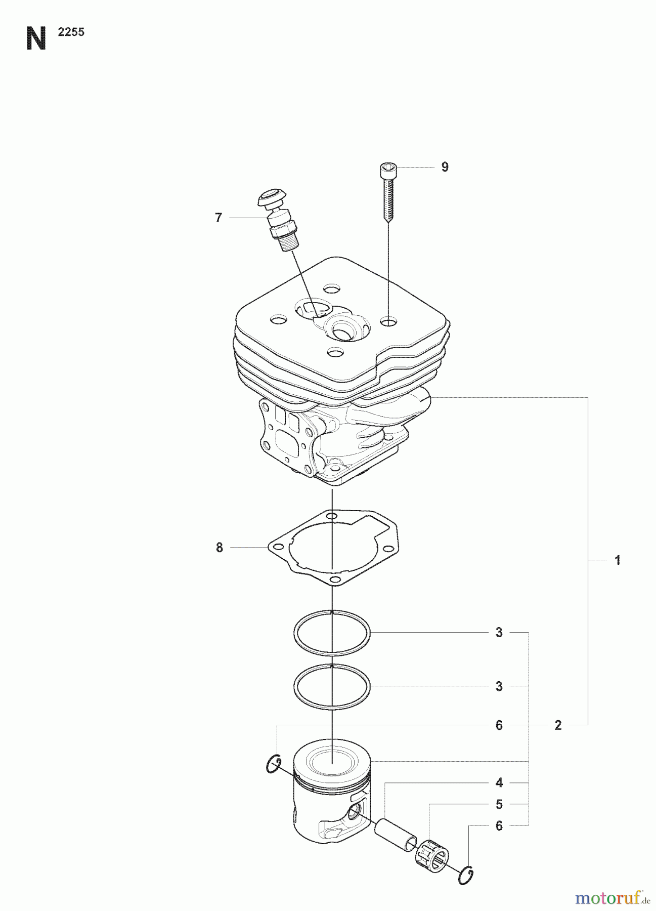 Jonsered Motorsensen, Trimmer FC2255 - Jonsered String/Brush Trimmer (2007-08) CYLINDER PISTON