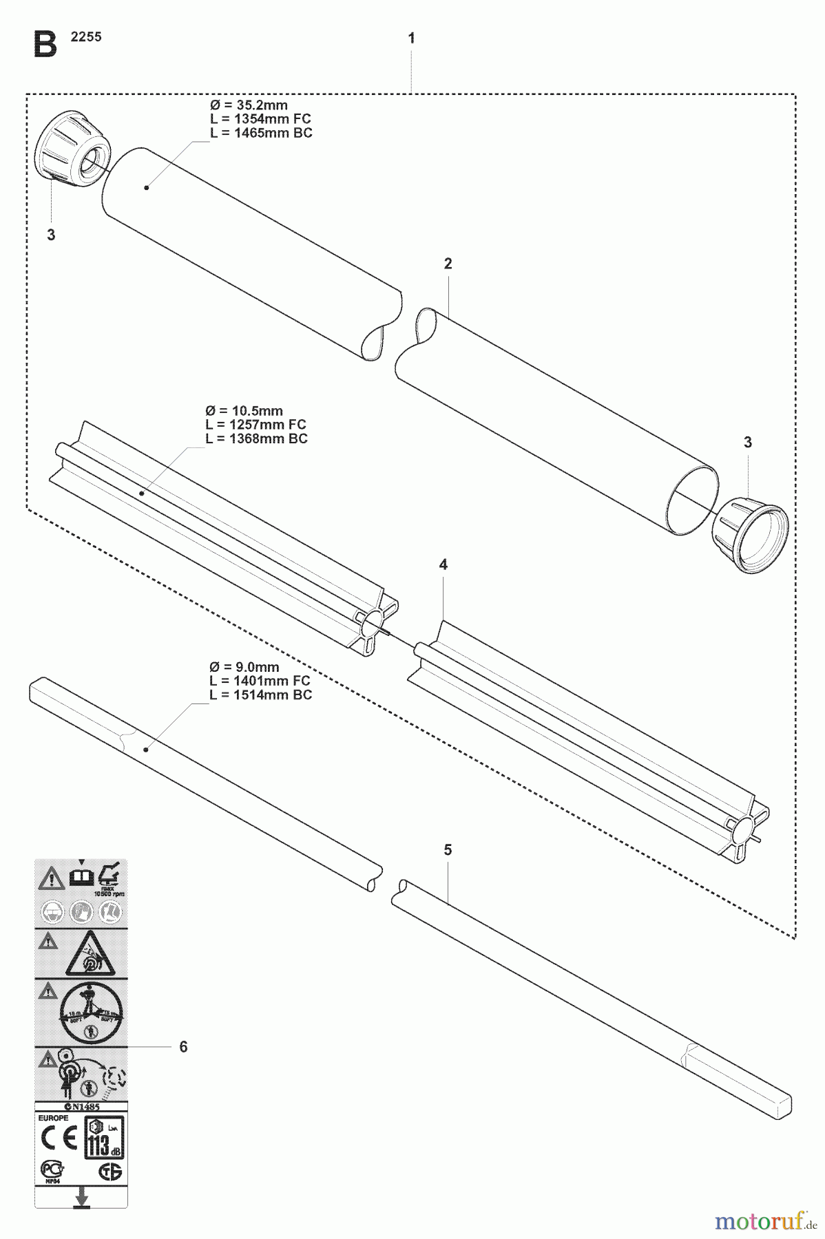 Jonsered Motorsensen, Trimmer FC2255 - Jonsered String/Brush Trimmer (2007-08) SHAFT