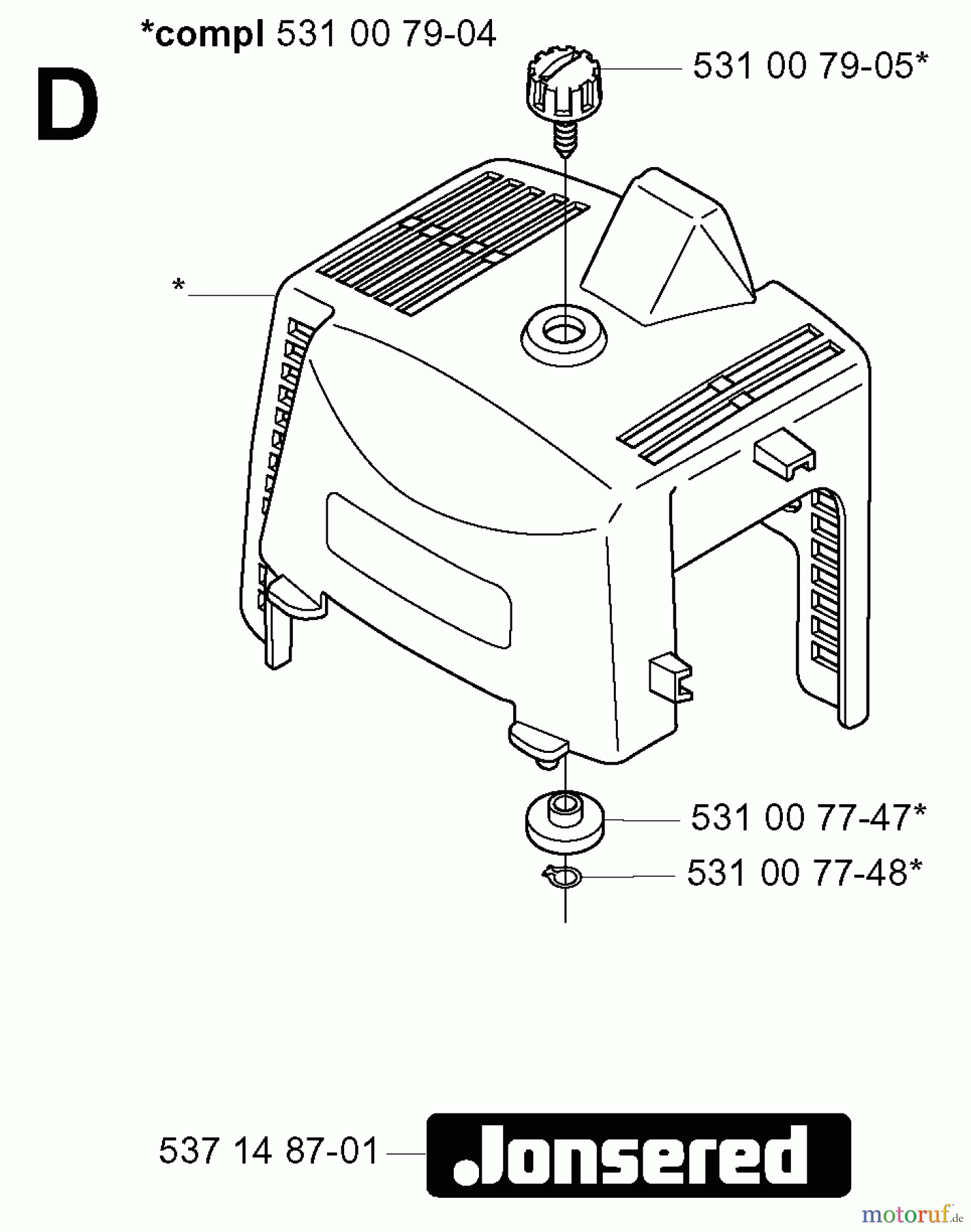 Jonsered Motorsensen, Trimmer BP2052 - Jonsered String/Brush Trimmer (2001-02) CYLINDER COVER