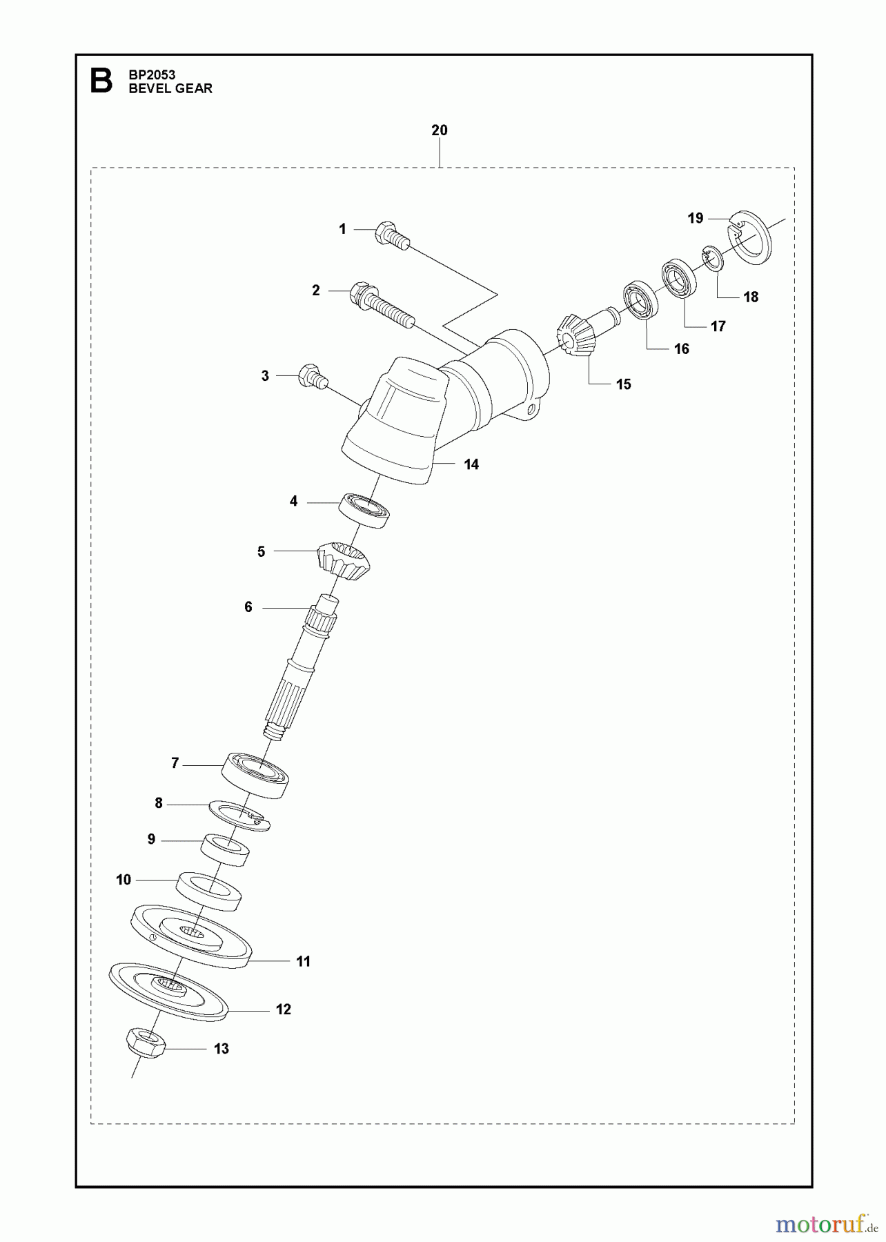  Jonsered Motorsensen, Trimmer BP2053 - Jonsered String/Brush Trimmer (2010-01) BEVEL GEAR