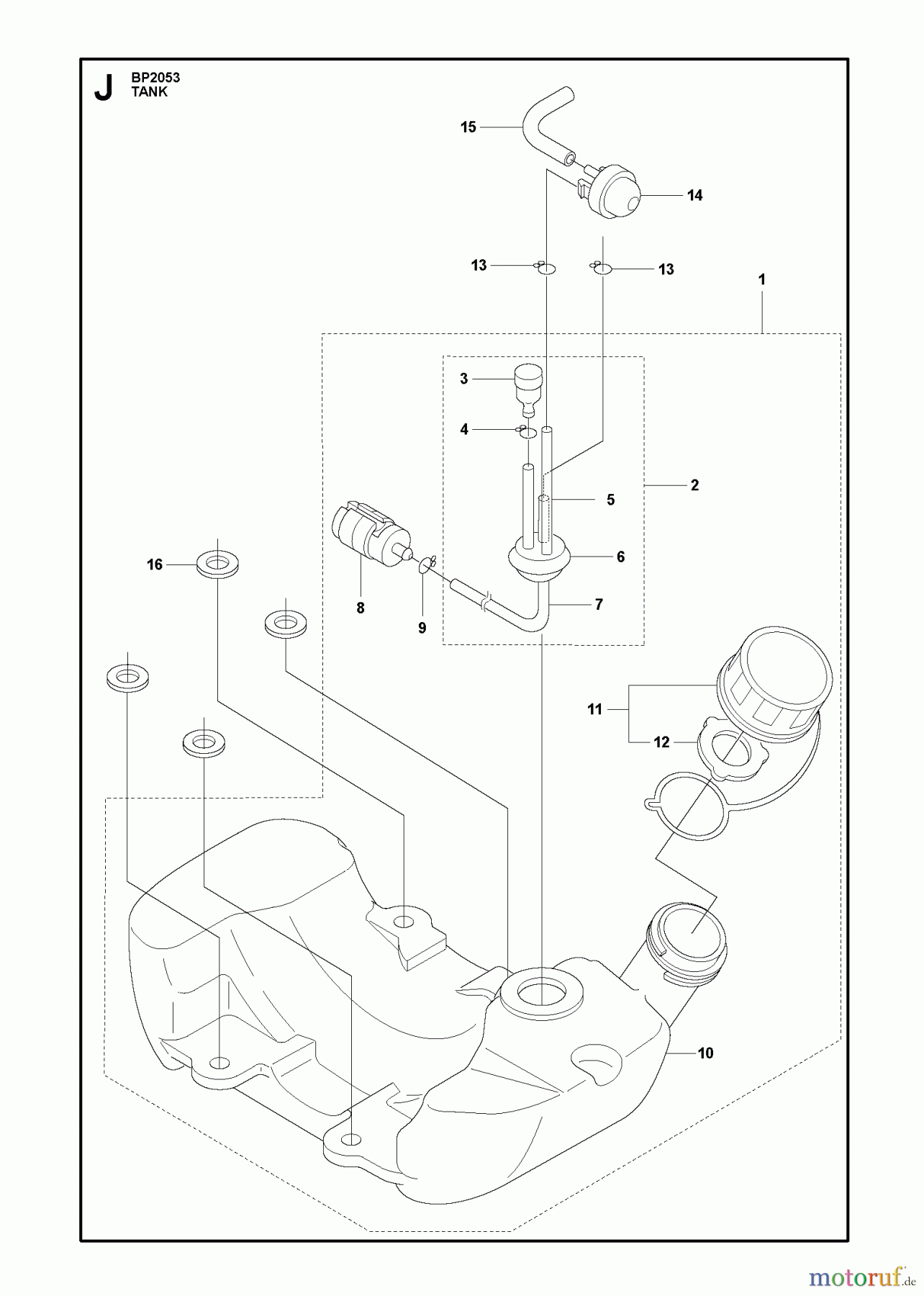 Jonsered Motorsensen, Trimmer BP2053 - Jonsered String/Brush Trimmer (2010-01) FUEL TANK