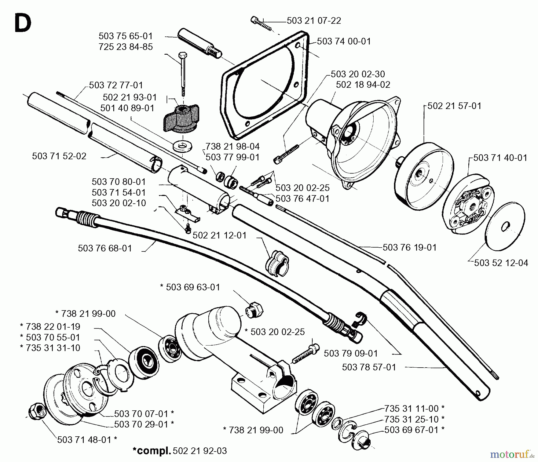 Jonsered Motorsensen, Trimmer BP40 - Jonsered String/Brush Trimmer (1995-02) BEVEL GEAR SHAFT