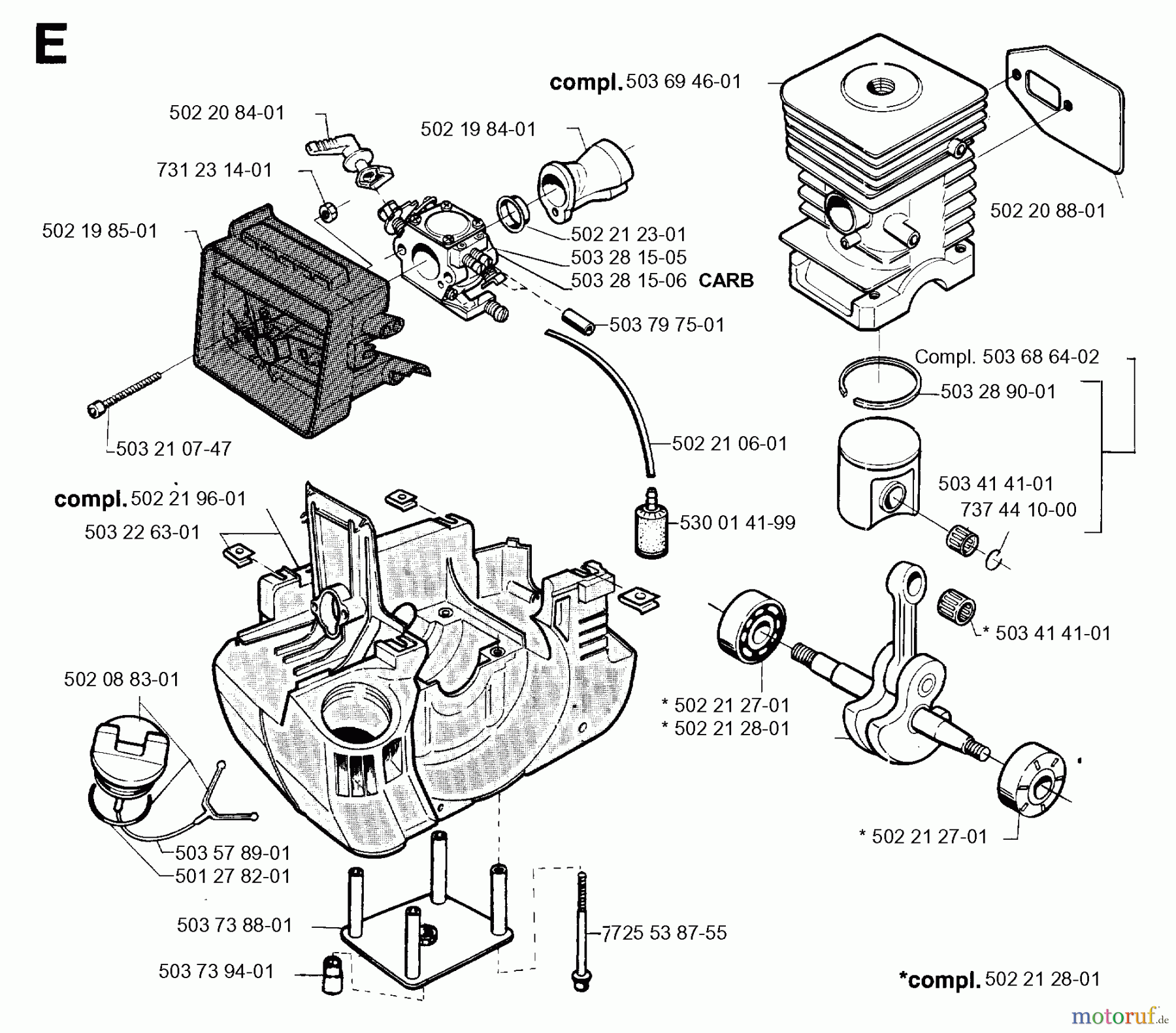 Jonsered Motorsensen, Trimmer BP40 - Jonsered String/Brush Trimmer (1995-02) CYLINDER CRANKCASE