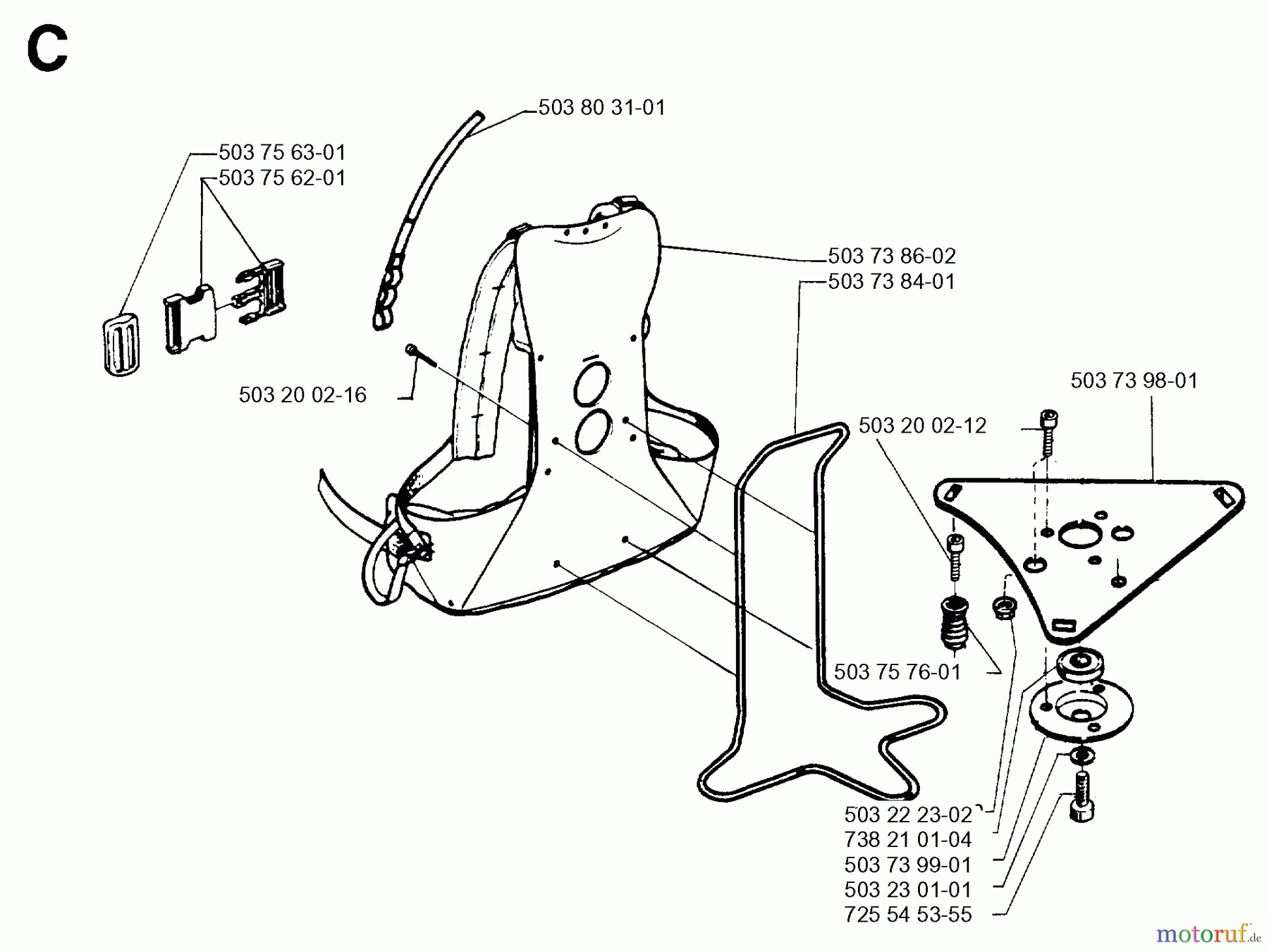 Jonsered Motorsensen, Trimmer BP40 - Jonsered String/Brush Trimmer (1995-02) HARNESS