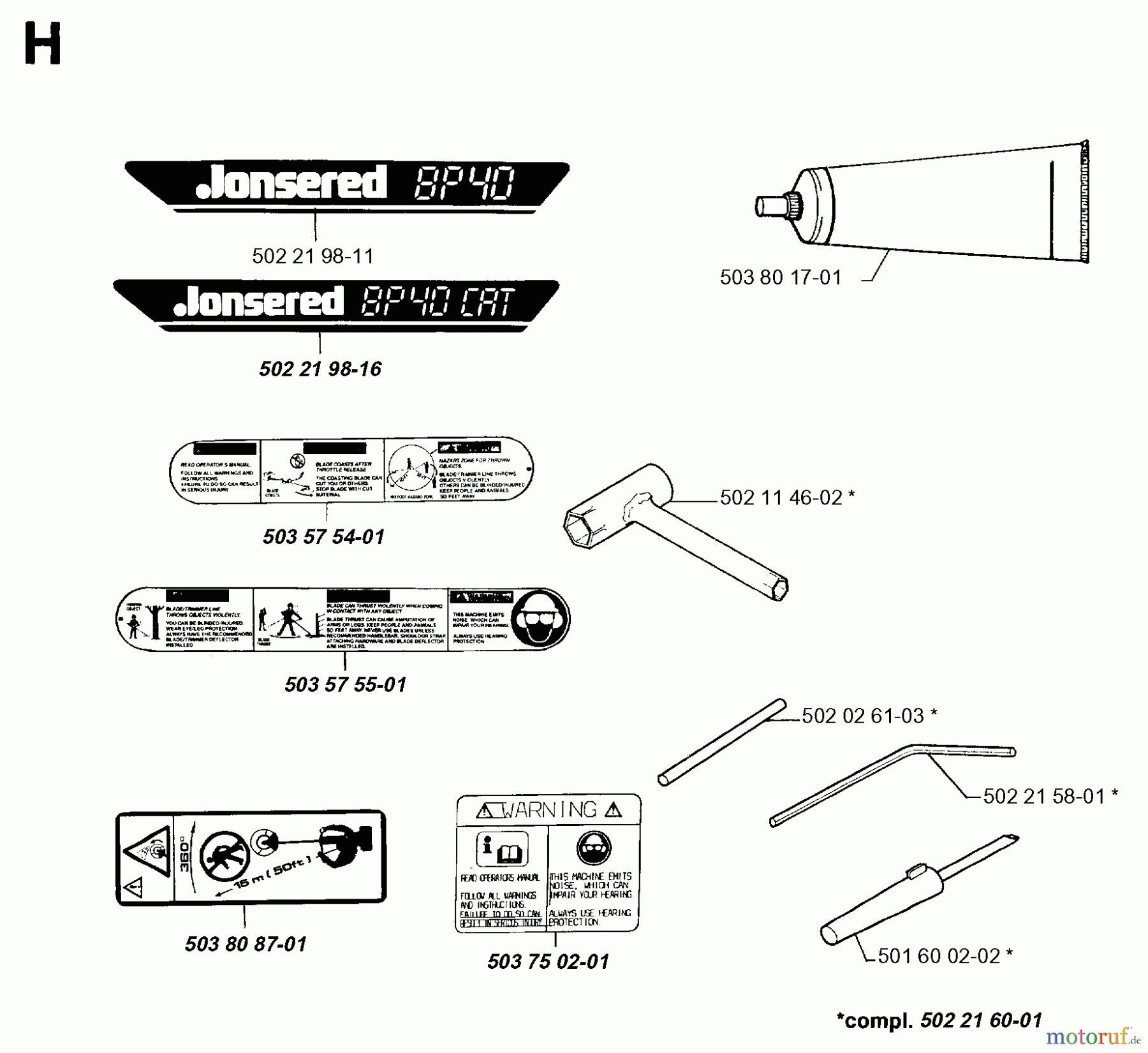  Jonsered Motorsensen, Trimmer BP40 - Jonsered String/Brush Trimmer (1996-03) ACCESSORIES #1