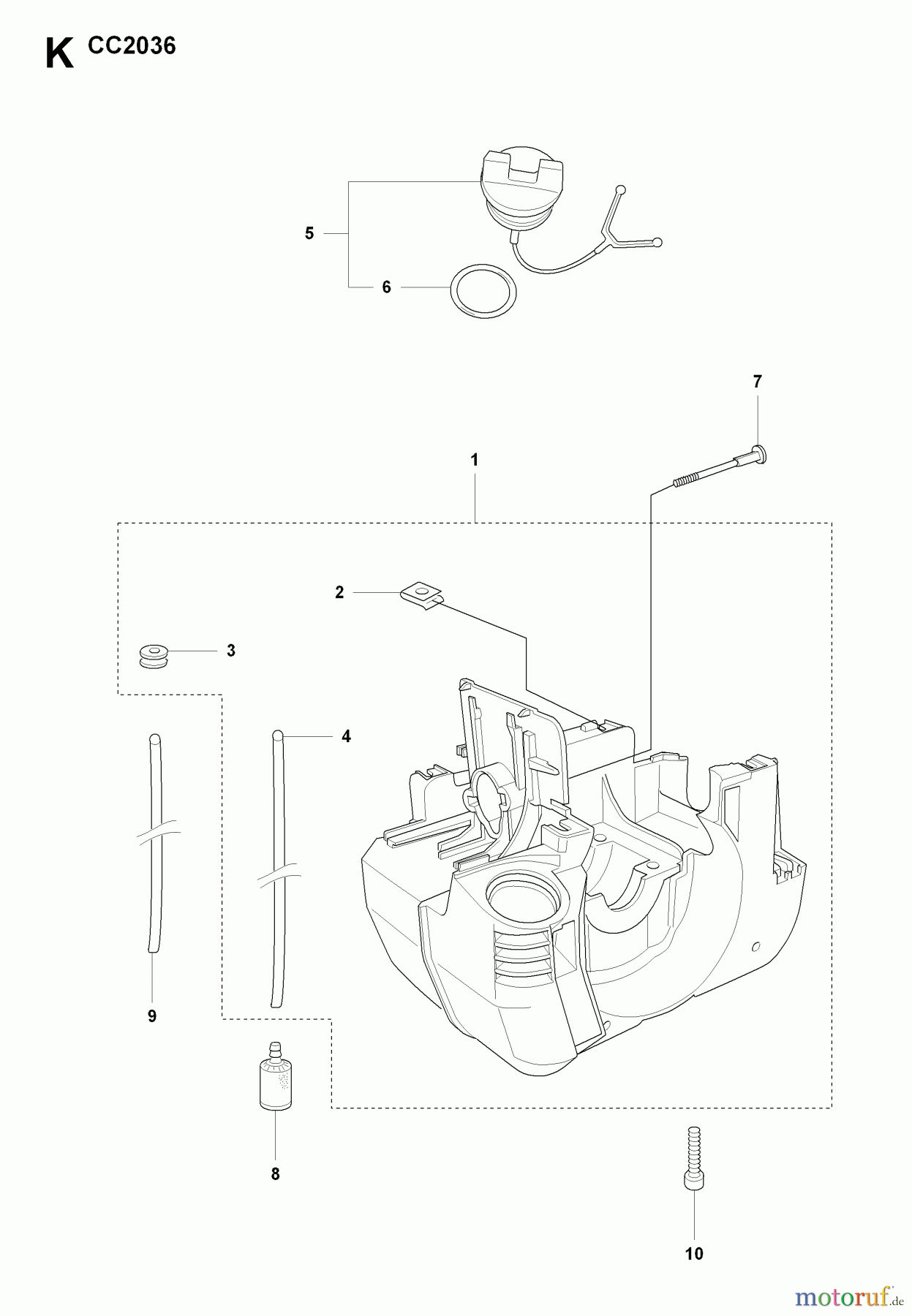 Jonsered Motorsensen, Trimmer CC2036 - Jonsered String/Brush Trimmer (2008-08) FUEL TANK