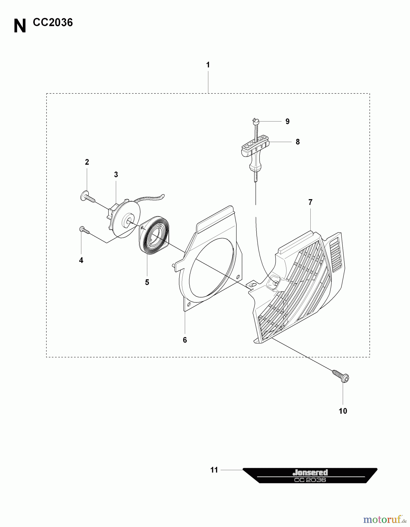 Jonsered Motorsensen, Trimmer CC2036 - Jonsered String/Brush Trimmer (2008-08) STARTER