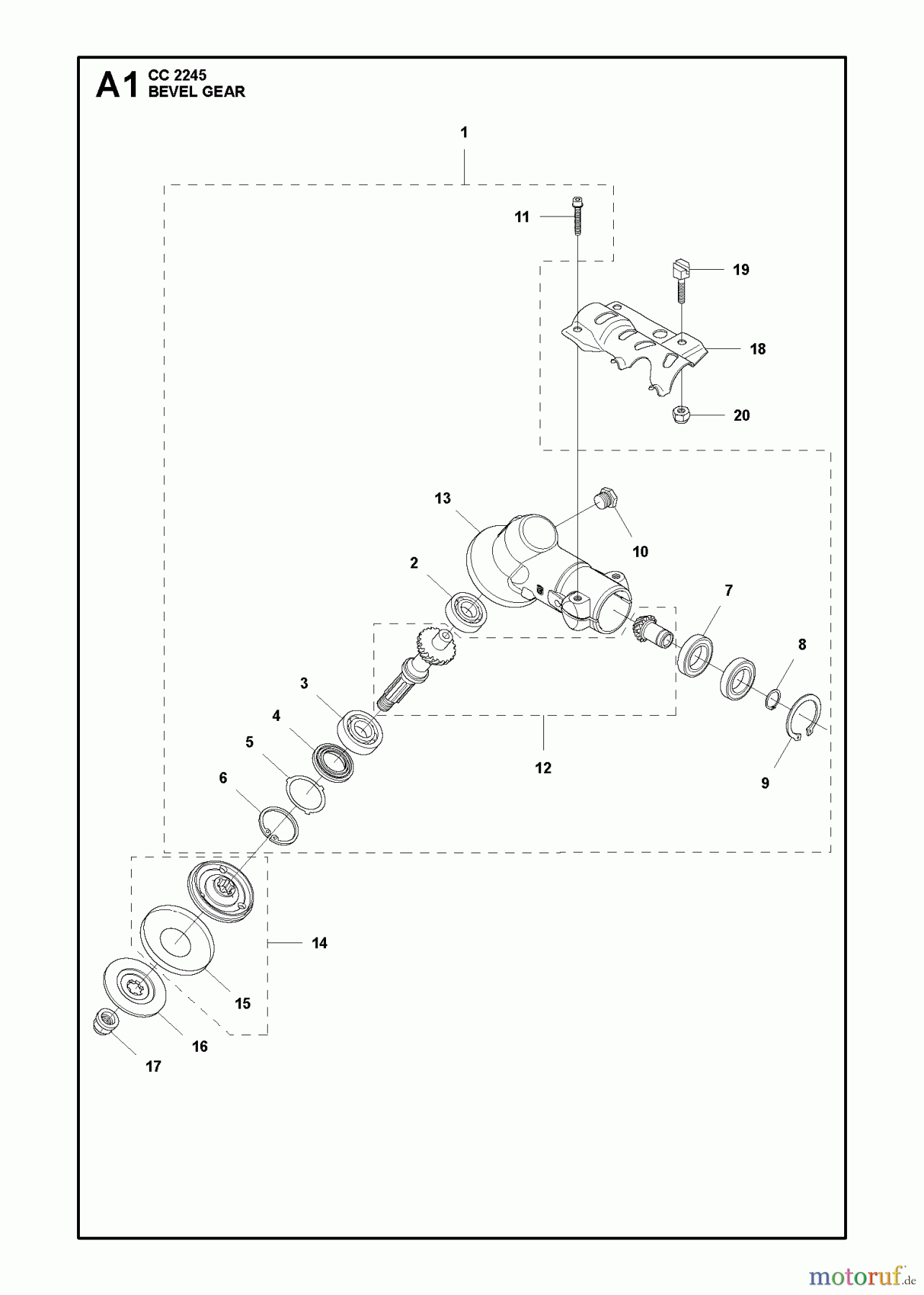 Jonsered Motorsensen, Trimmer CC2245 - Jonsered String/Brush Trimmer (2011-03) BEVEL GEAR