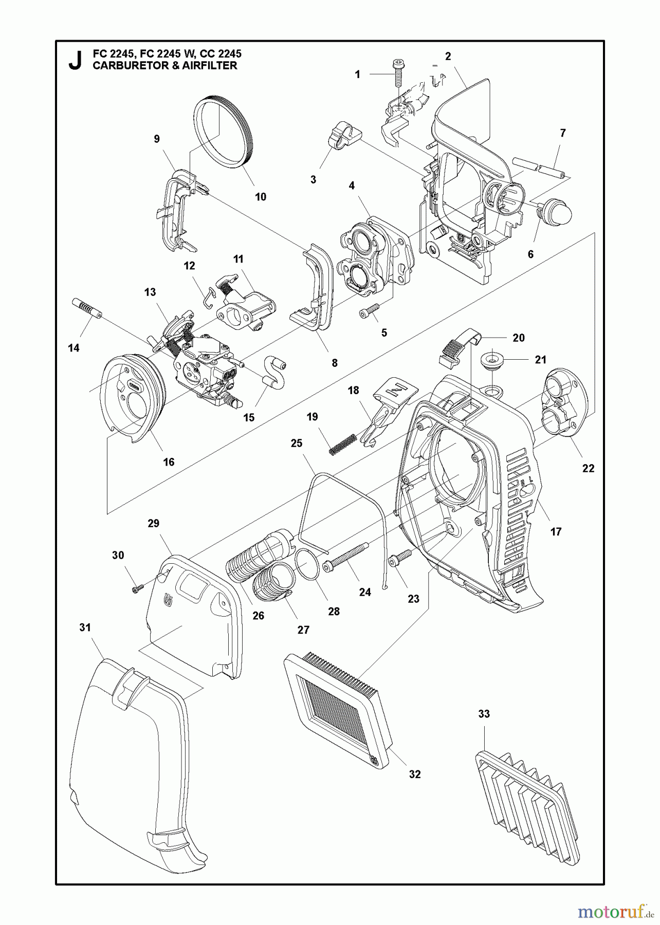 Jonsered Motorsensen, Trimmer FC2245W - Jonsered String/Brush Trimmer (2012-12) CARBURETOR AIR FILTER