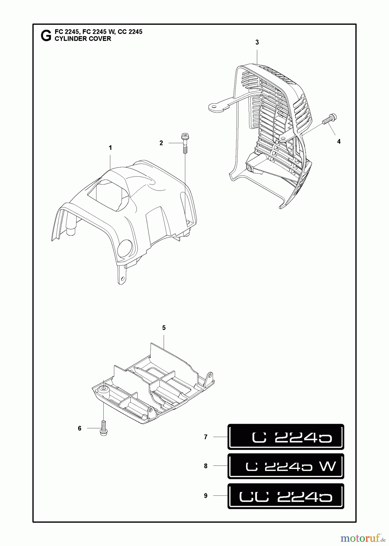 Jonsered Motorsensen, Trimmer FC2245W - Jonsered String/Brush Trimmer (2012-12) CYLINDER COVER