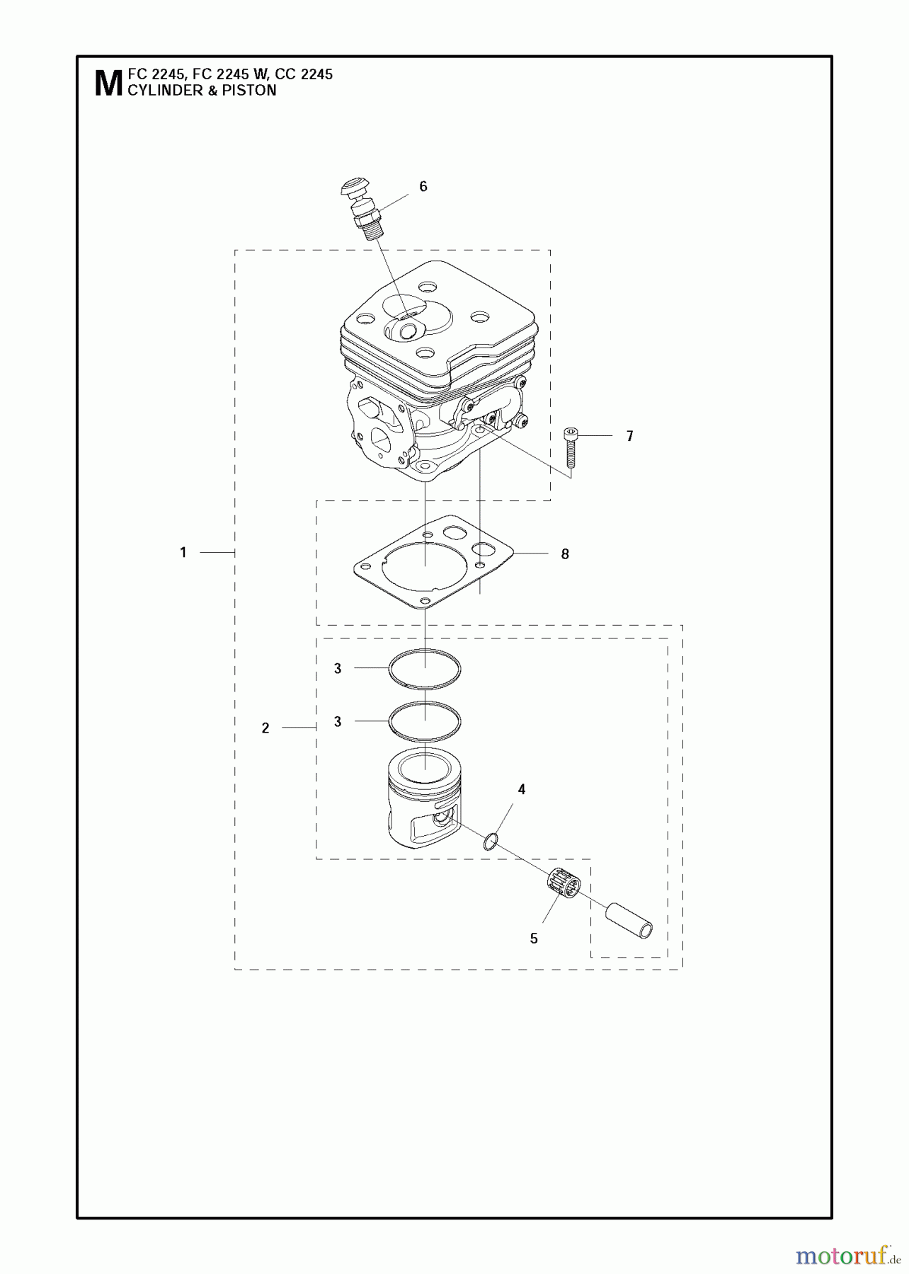 Jonsered Motorsensen, Trimmer FC2245 - Jonsered String/Brush Trimmer (2012-12) CYLINDER PISTON