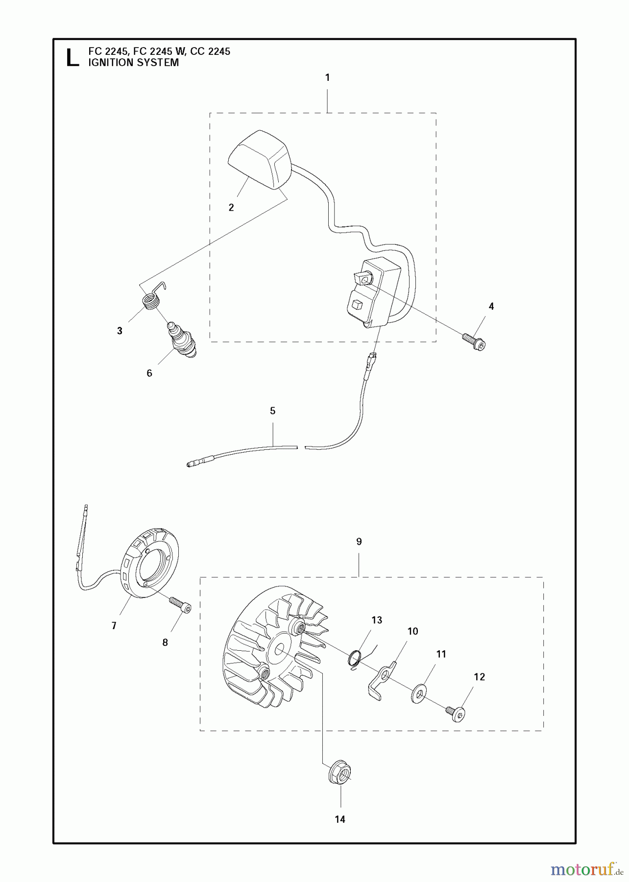 Jonsered Motorsensen, Trimmer FC2245W - Jonsered String/Brush Trimmer (2012-12) IGNITION SYSTEM