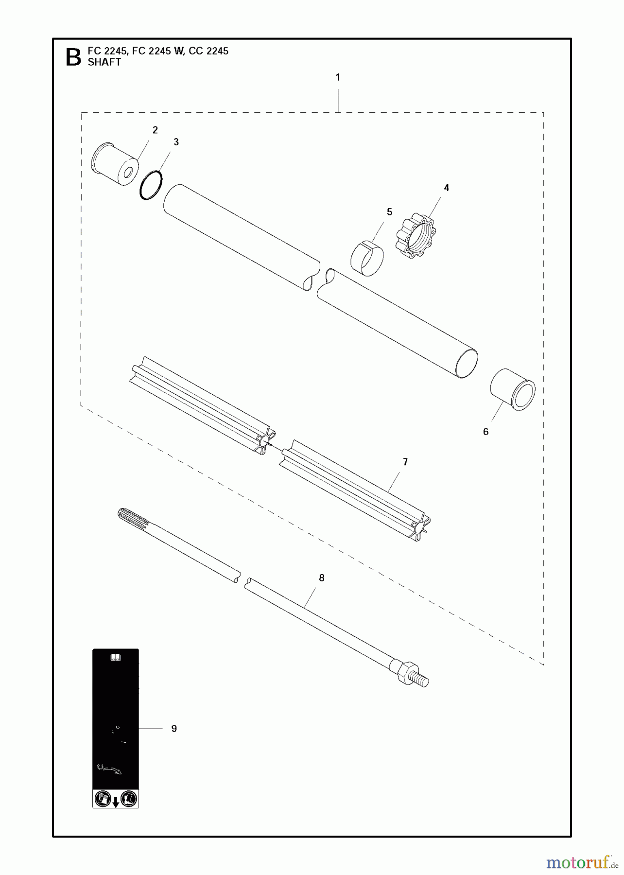 Jonsered Motorsensen, Trimmer FC2245W - Jonsered String/Brush Trimmer (2011-03) SHAFT