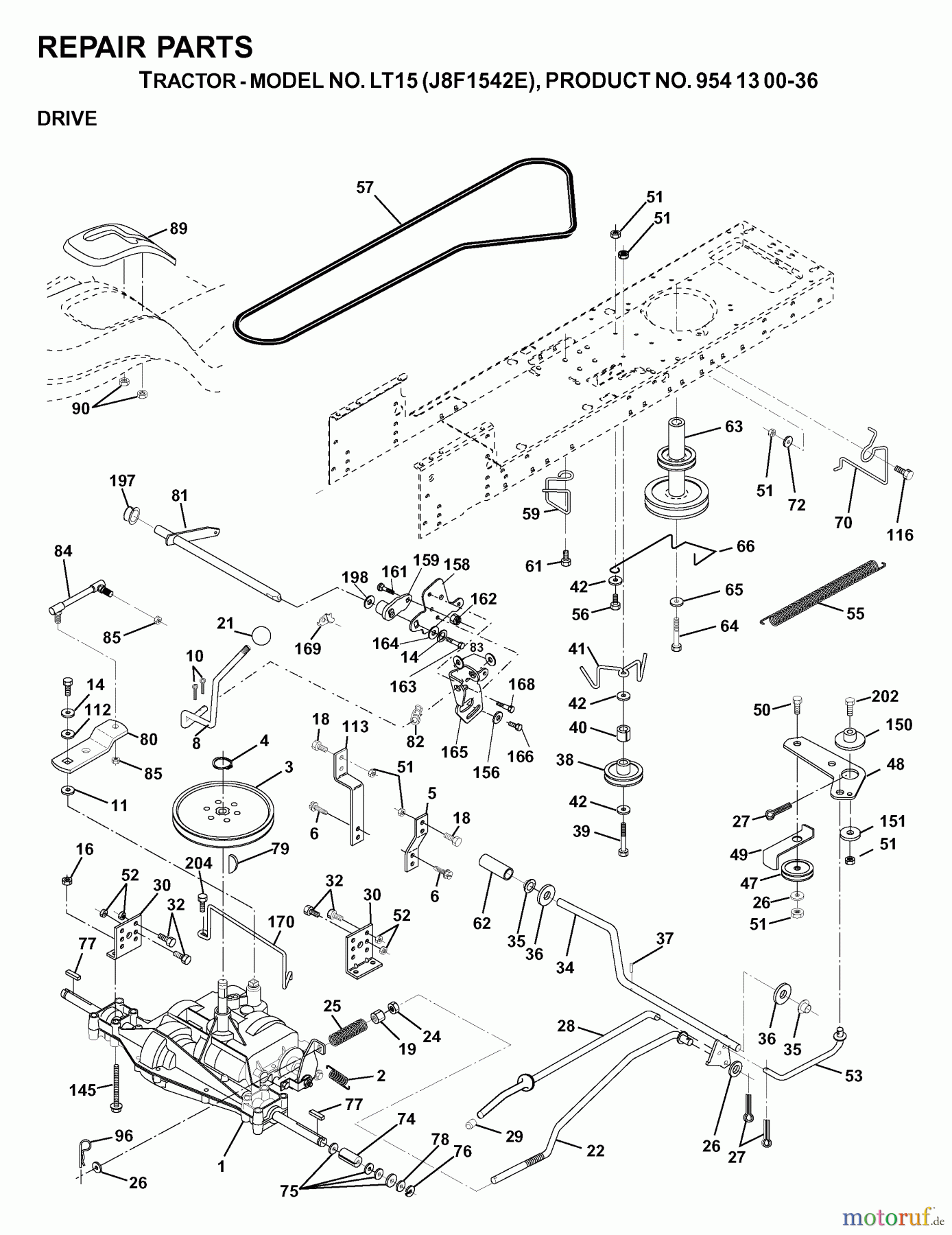 Jonsered Rasen und Garten Traktoren LT15 (J8F1542E, 954130036) - Jonsered Lawn & Garden Tractor (2000-03) DRIVE