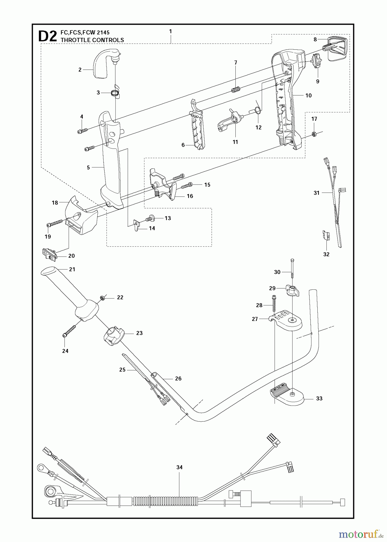 Jonsered Motorsensen, Trimmer FC2145S - Jonsered String/Brush Trimmer (2011-02) THROTTLE CONTROLS