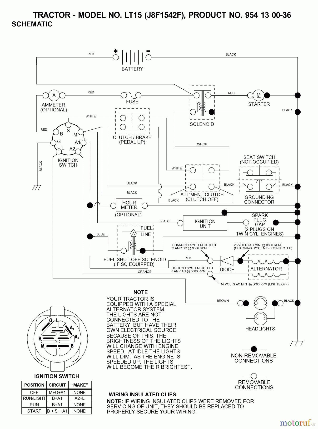  Jonsered Rasen  und Garten Traktoren LT15 (J8F1542F, 954130036) - Jonsered Lawn & Garden Tractor (2000-04) SCHEMATIC