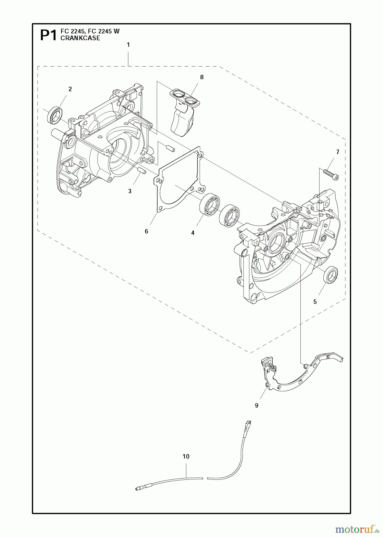 Jonsered Motorsensen, Trimmer FC2245W - Jonsered String/Brush Trimmer (2012-12) CRANKCASE