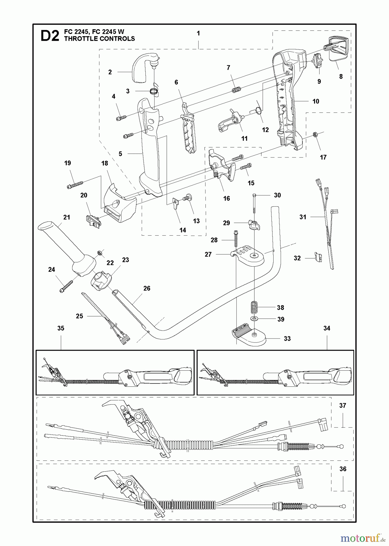 Jonsered Motorsensen, Trimmer FC2245W - Jonsered String/Brush Trimmer (2012-12) THROTTLE CONTROLS