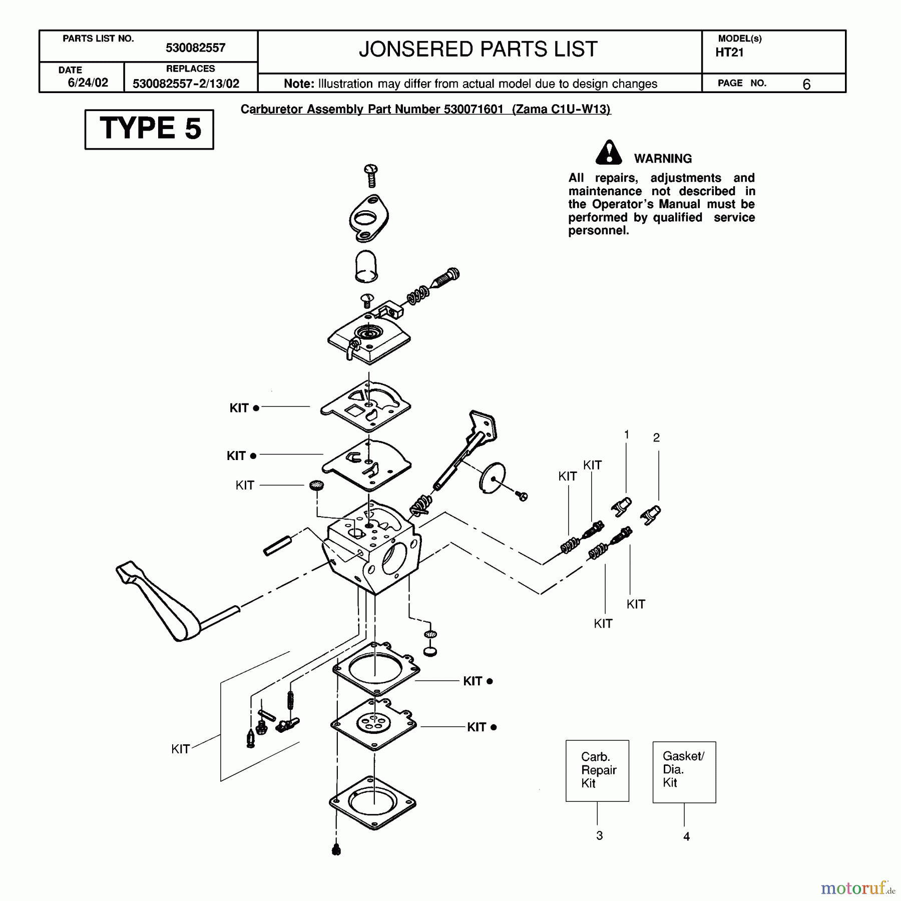Jonsered Heckenscheren HT21 - Jonsered Hedge Trimmer (2003-01) CARBURETOR DETAILS #2