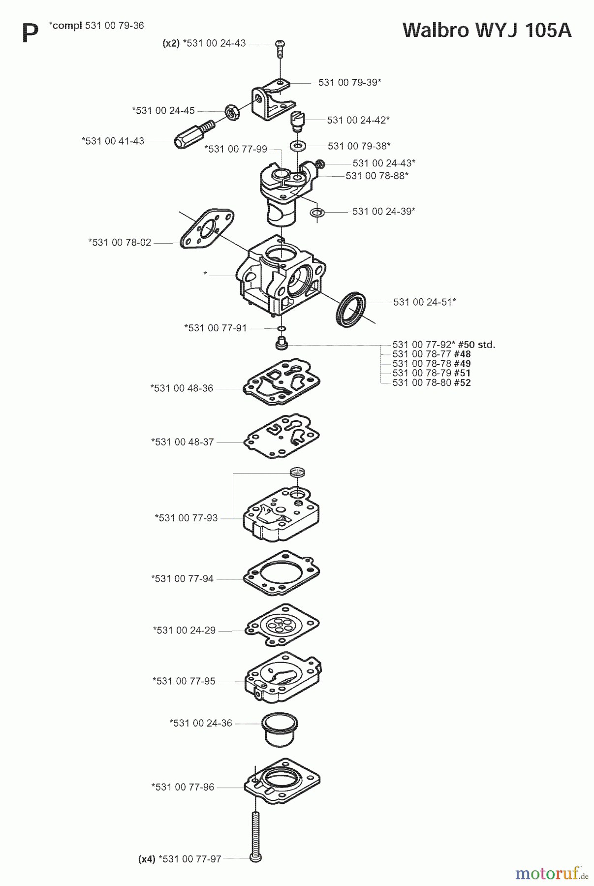 Jonsered Motorsensen, Trimmer GC2052 - Jonsered String/Brush Trimmer (2008-03) CARBURETOR DETAILS