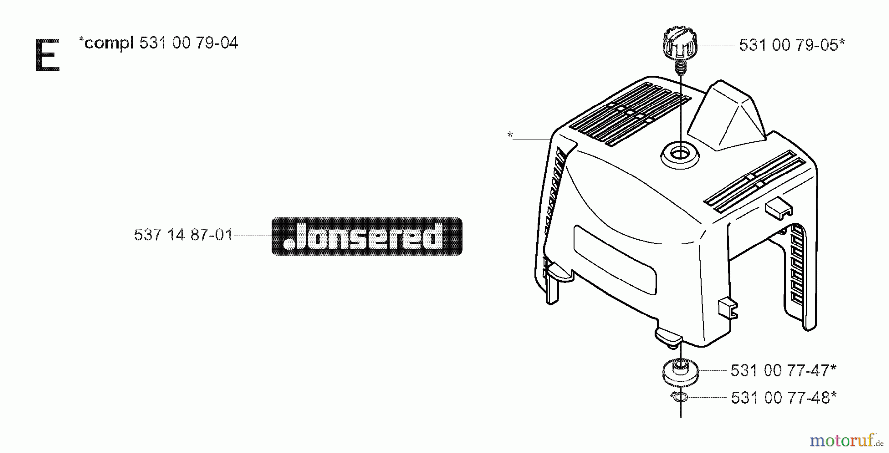 Jonsered Motorsensen, Trimmer GC2052 - Jonsered String/Brush Trimmer (2008-03) CYLINDER COVER
