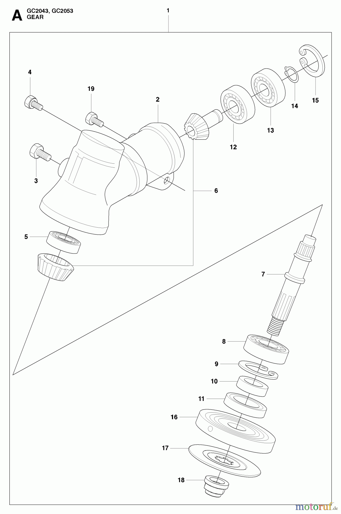 Jonsered Motorsensen, Trimmer GC2053 - Jonsered String/Brush Trimmer (2009-05) BEVEL GEAR