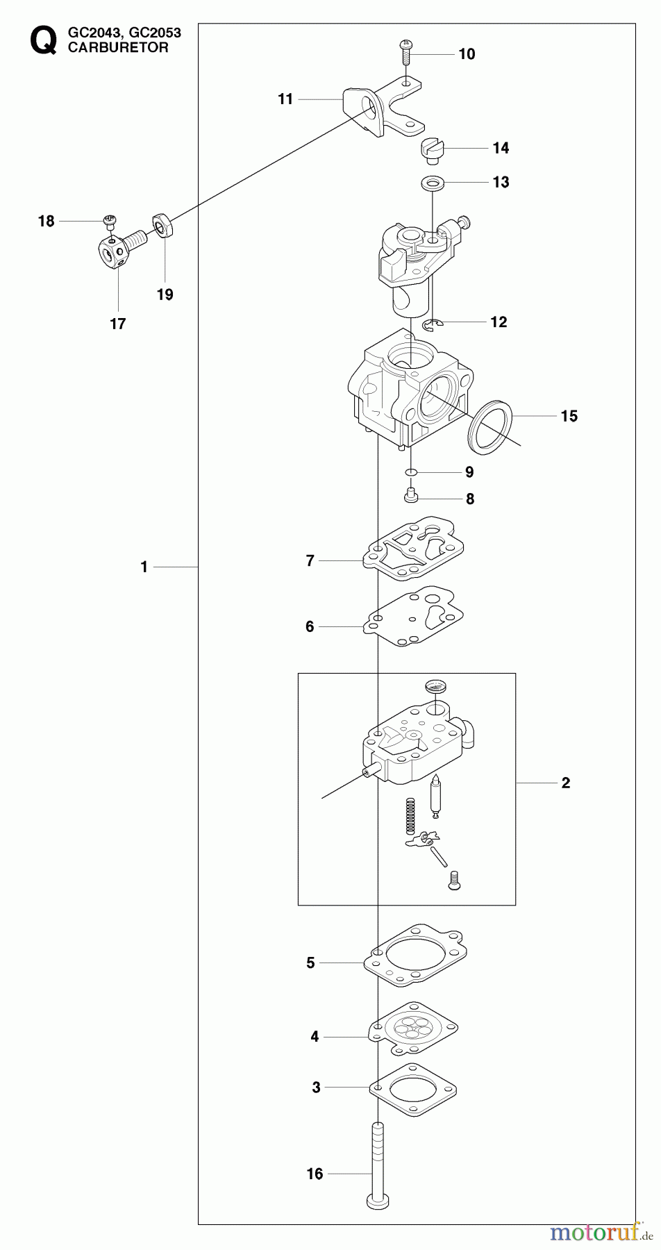 Jonsered Motorsensen, Trimmer GC2053 - Jonsered String/Brush Trimmer (2009-05) CARBURETOR DETAILS
