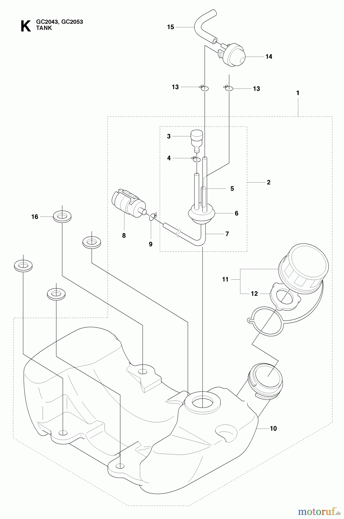 Jonsered Motorsensen, Trimmer GC2053 - Jonsered String/Brush Trimmer (2009-05) FUEL TANK