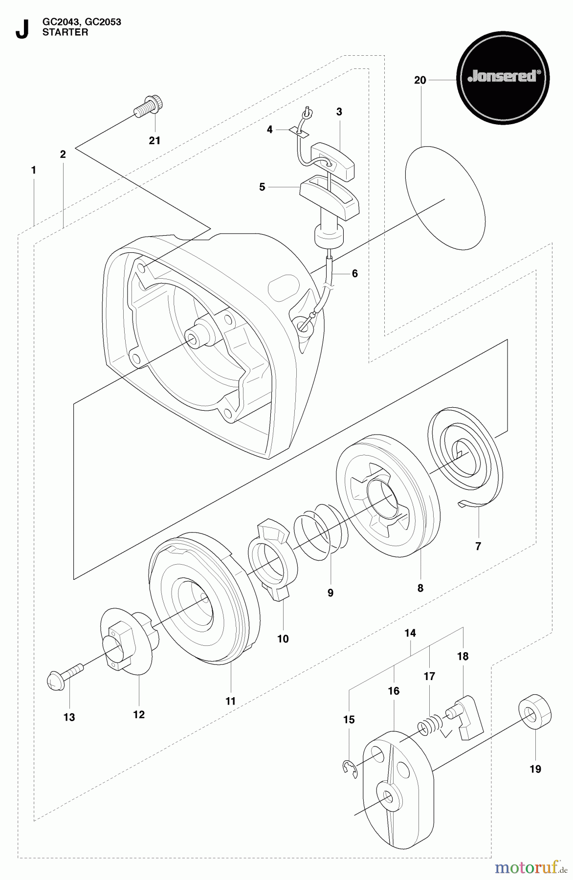 Jonsered Motorsensen, Trimmer GC2053 - Jonsered String/Brush Trimmer (2009-05) STARTER