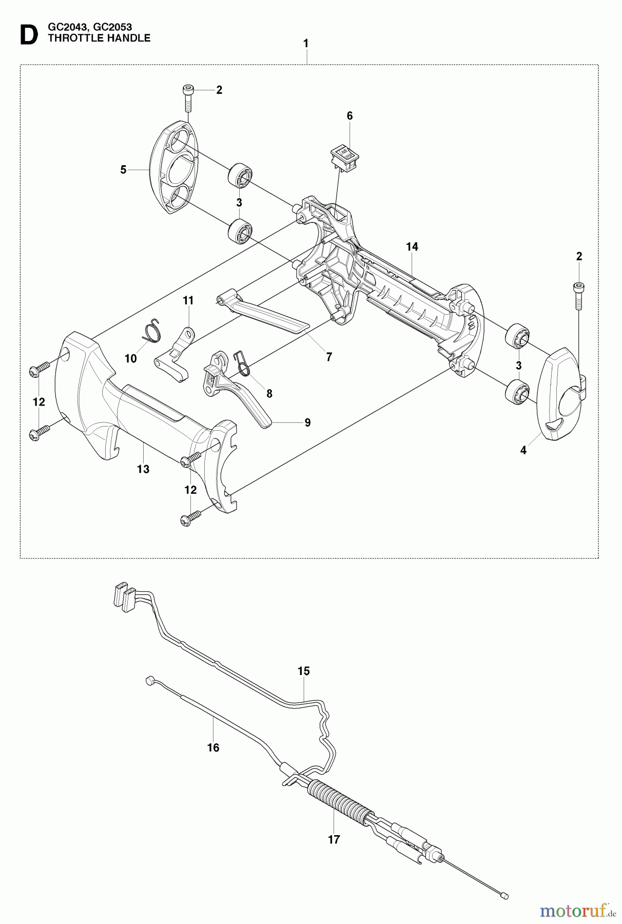 Jonsered Motorsensen, Trimmer GC2043 - Jonsered String/Brush Trimmer (2009-05) THROTTLE CONTROLS