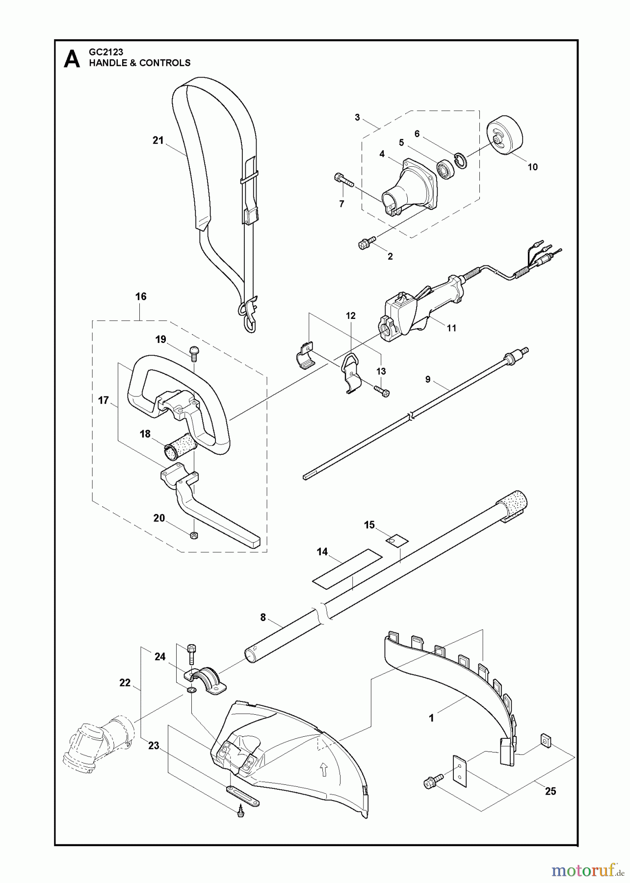  Jonsered Motorsensen, Trimmer GC2123 - Jonsered String/Brush Trimmer (2010-03) HANDLE CONTROLS