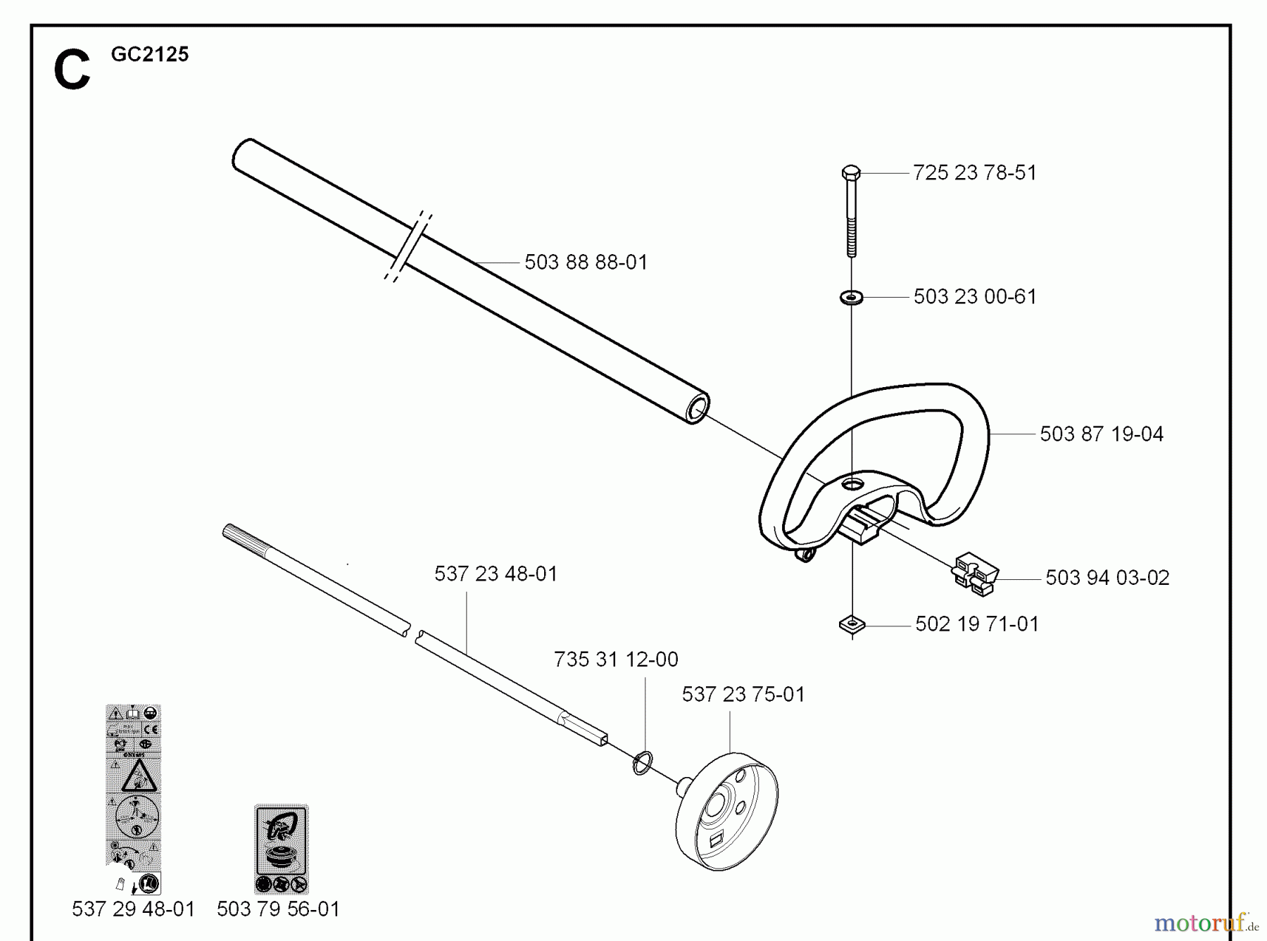 Jonsered Motorsensen, Trimmer GC2125 - Jonsered String/Brush Trimmer (2008-09) SHAFT