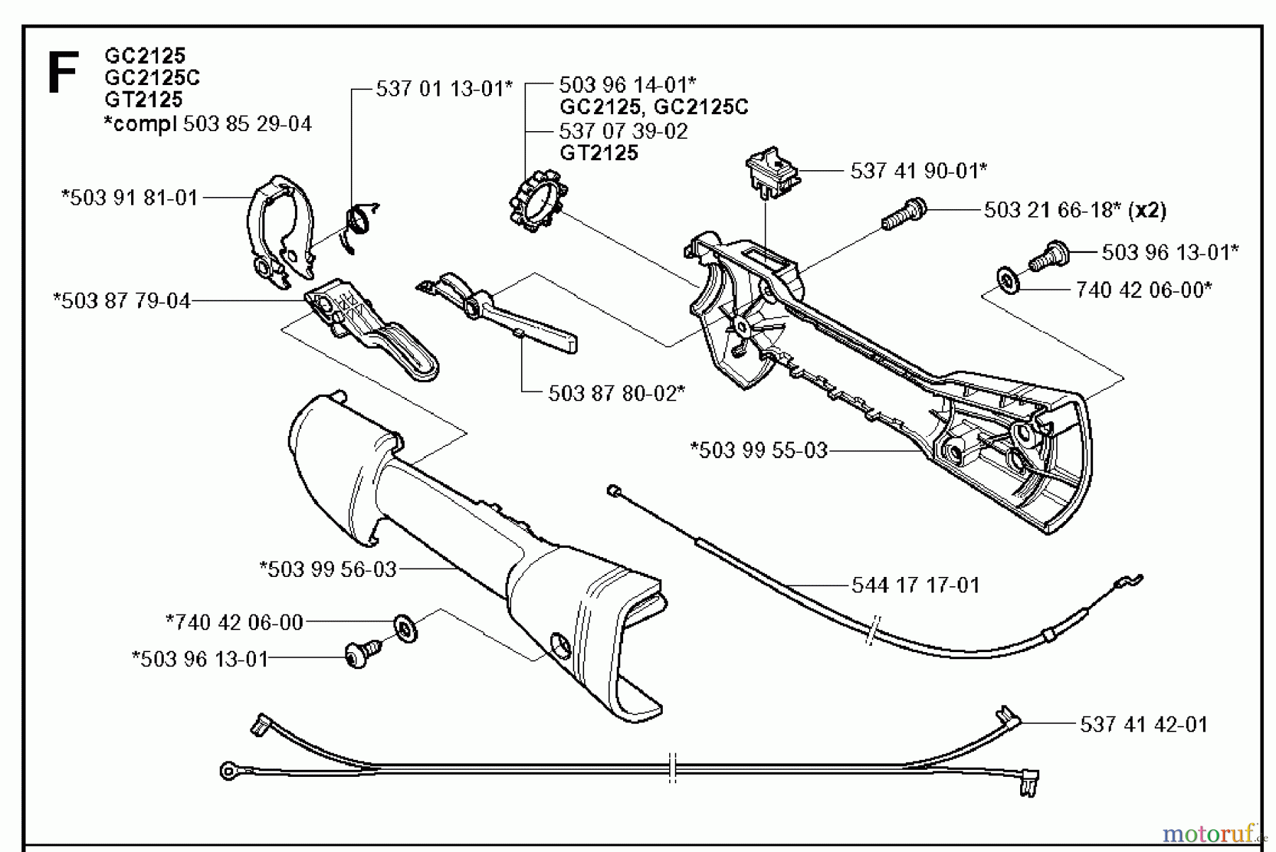 Jonsered Motorsensen, Trimmer GC2125 - Jonsered String/Brush Trimmer (2008-09) THROTTLE CONTROLS