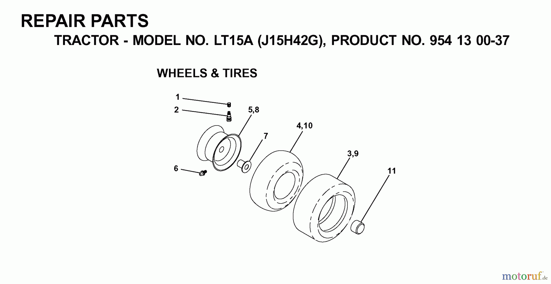 Jonsered Rasen und Garten Traktoren LT15A (J15H42G, 954130037) - Jonsered Lawn & Garden Tractor (2000-04) WHEELS TIRES