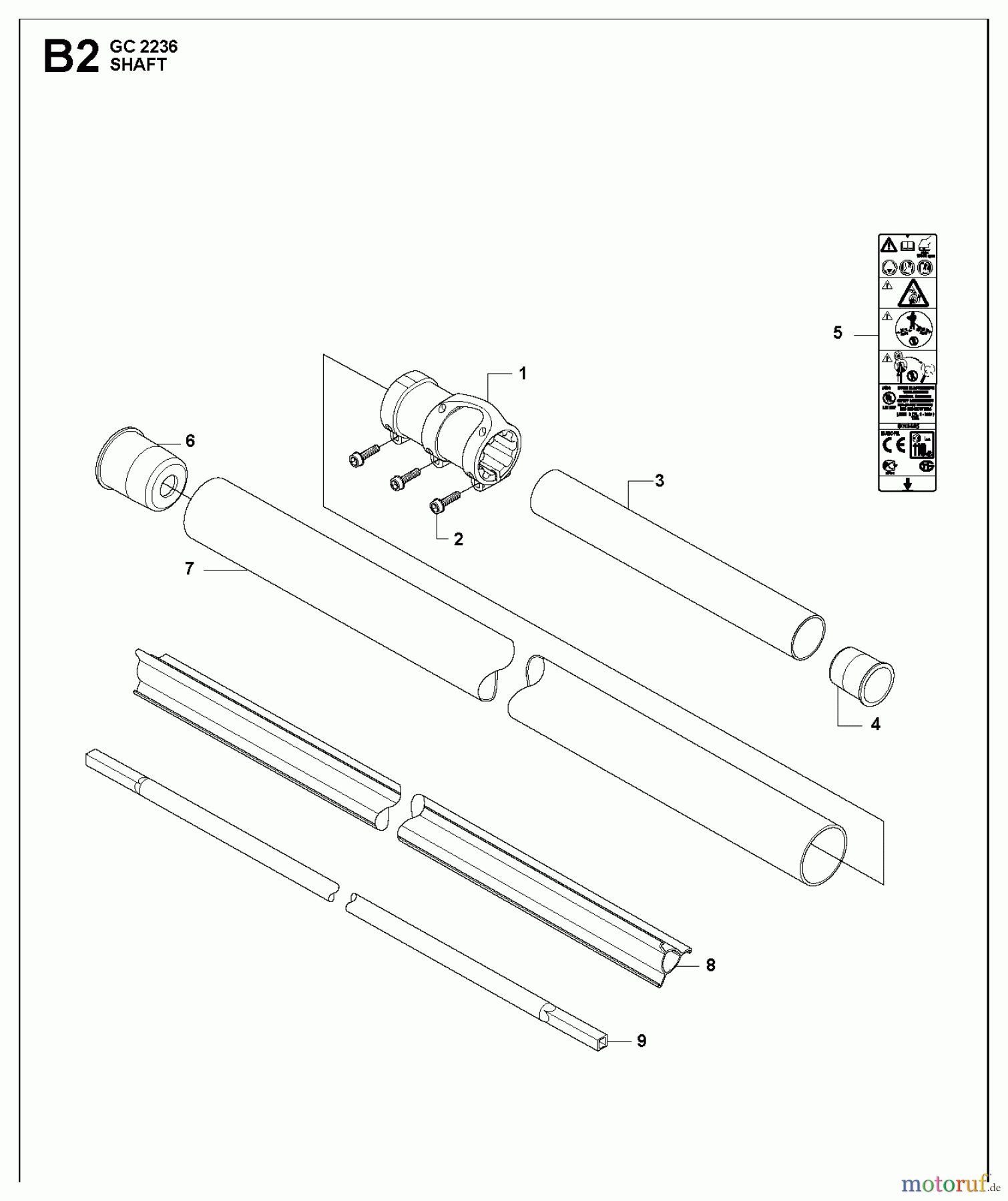  Jonsered Motorsensen, Trimmer GC2236 - Jonsered String/Brush Trimmer (2010-11) SHAFT